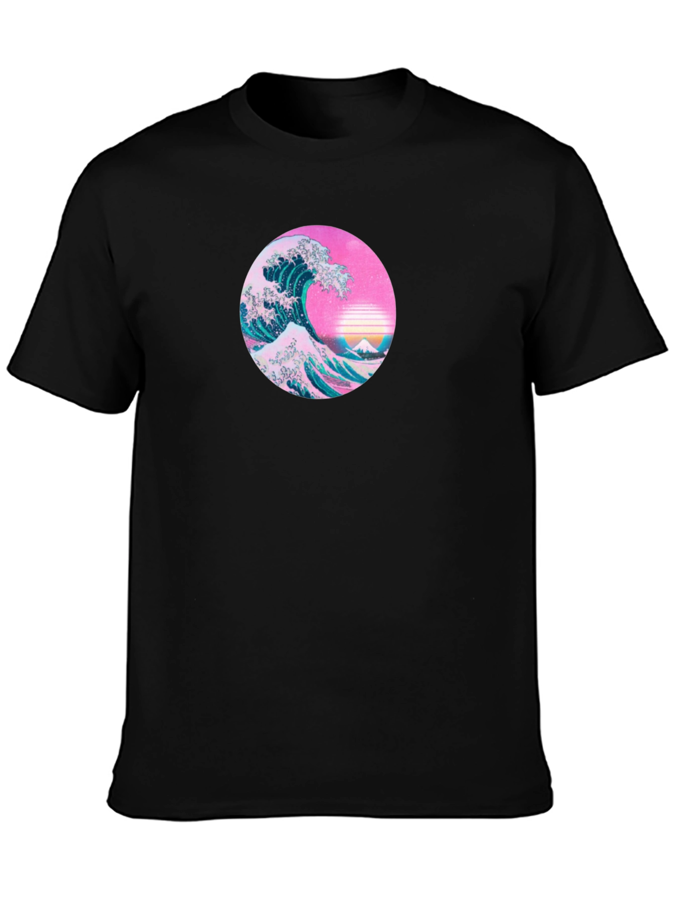 Retro Wave Graphic Tee - Black Cotton T-Shirt