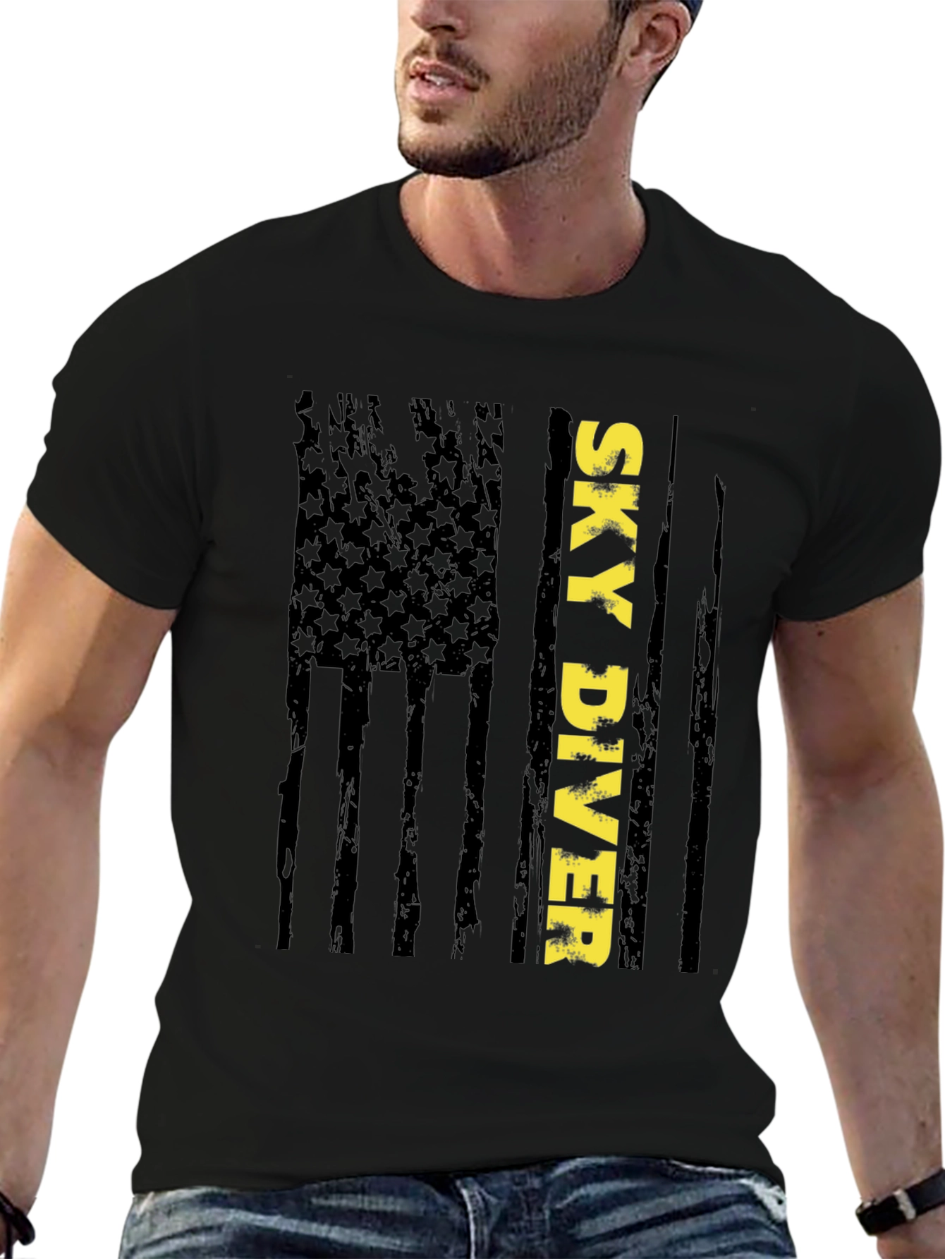 Sky Diver Flag Graphic Tee - Stylish Patriotic Design