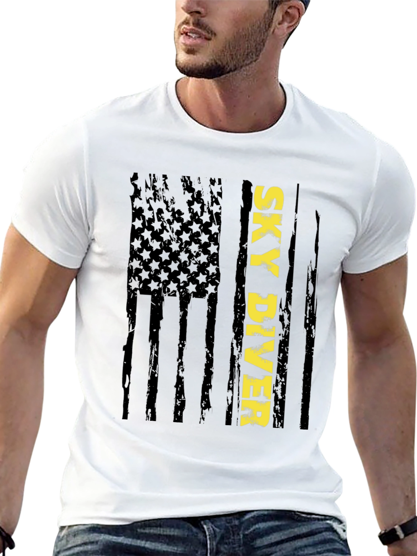 Sky Diver Flag Graphic Tee - Stylish Patriotic Design