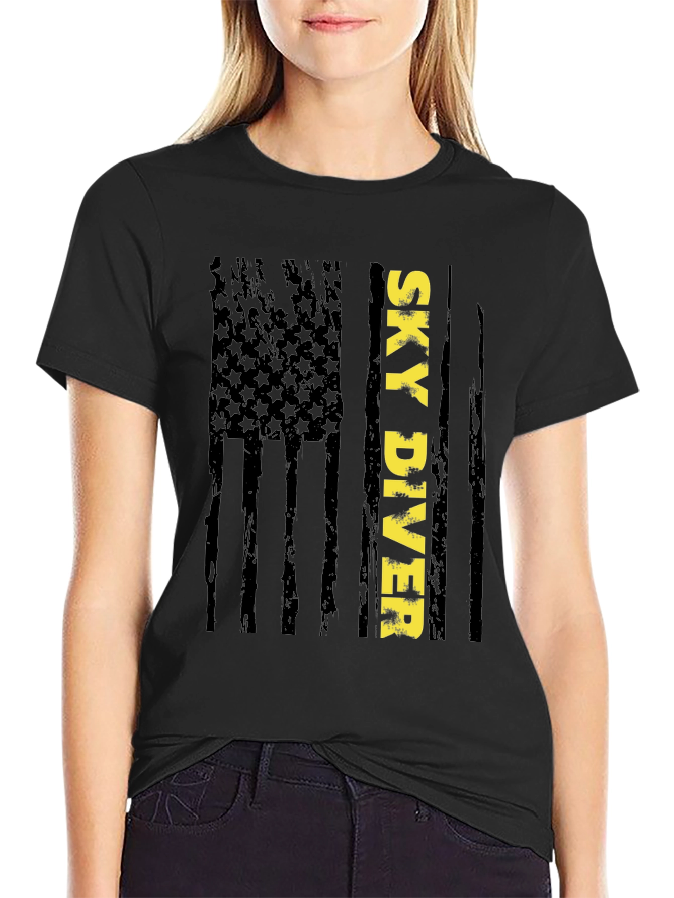 Sky Diver Flag Graphic Tee - Stylish Patriotic Design