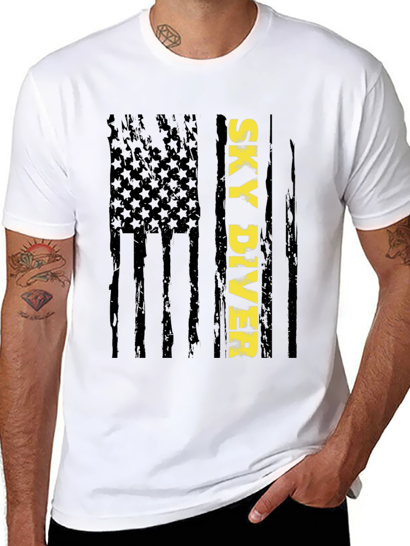 Sky Diver Flag Graphic Tee - Stylish Patriotic Design