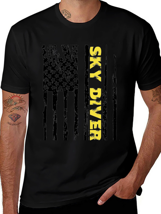 Sky Diver Flag Graphic Tee - Stylish Patriotic Design