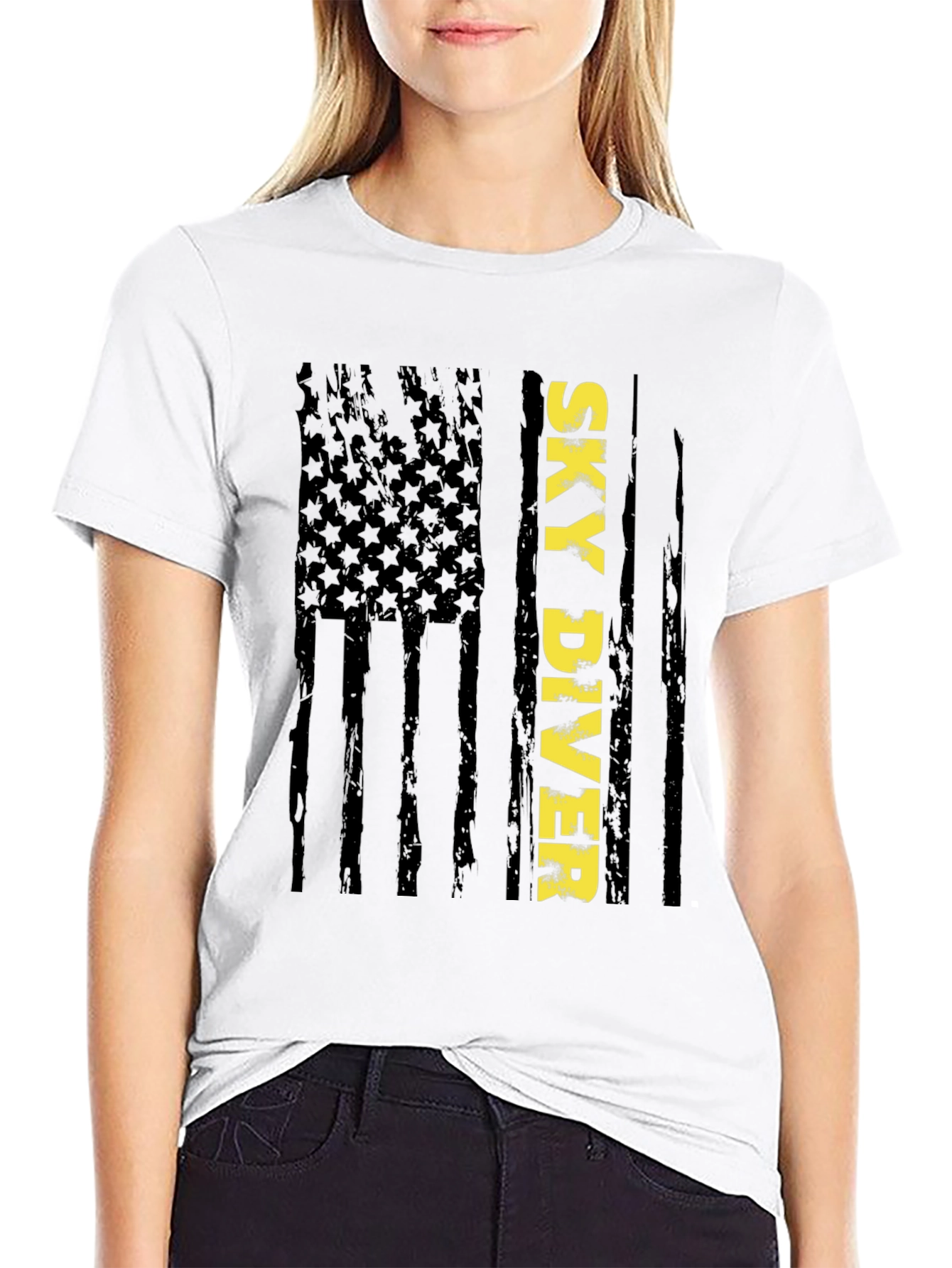 Sky Diver Flag Graphic Tee - Stylish Patriotic Design