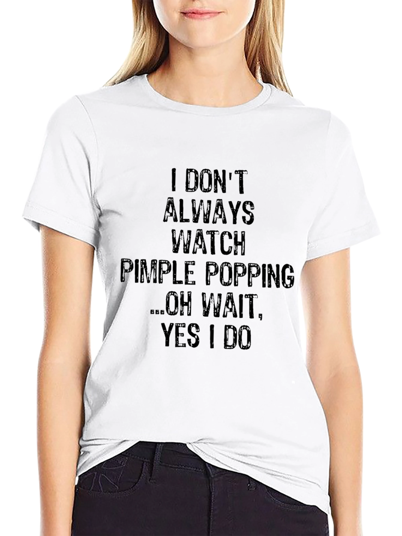 Funny Pimple Popping Watcher Black Graphic T-Shirt