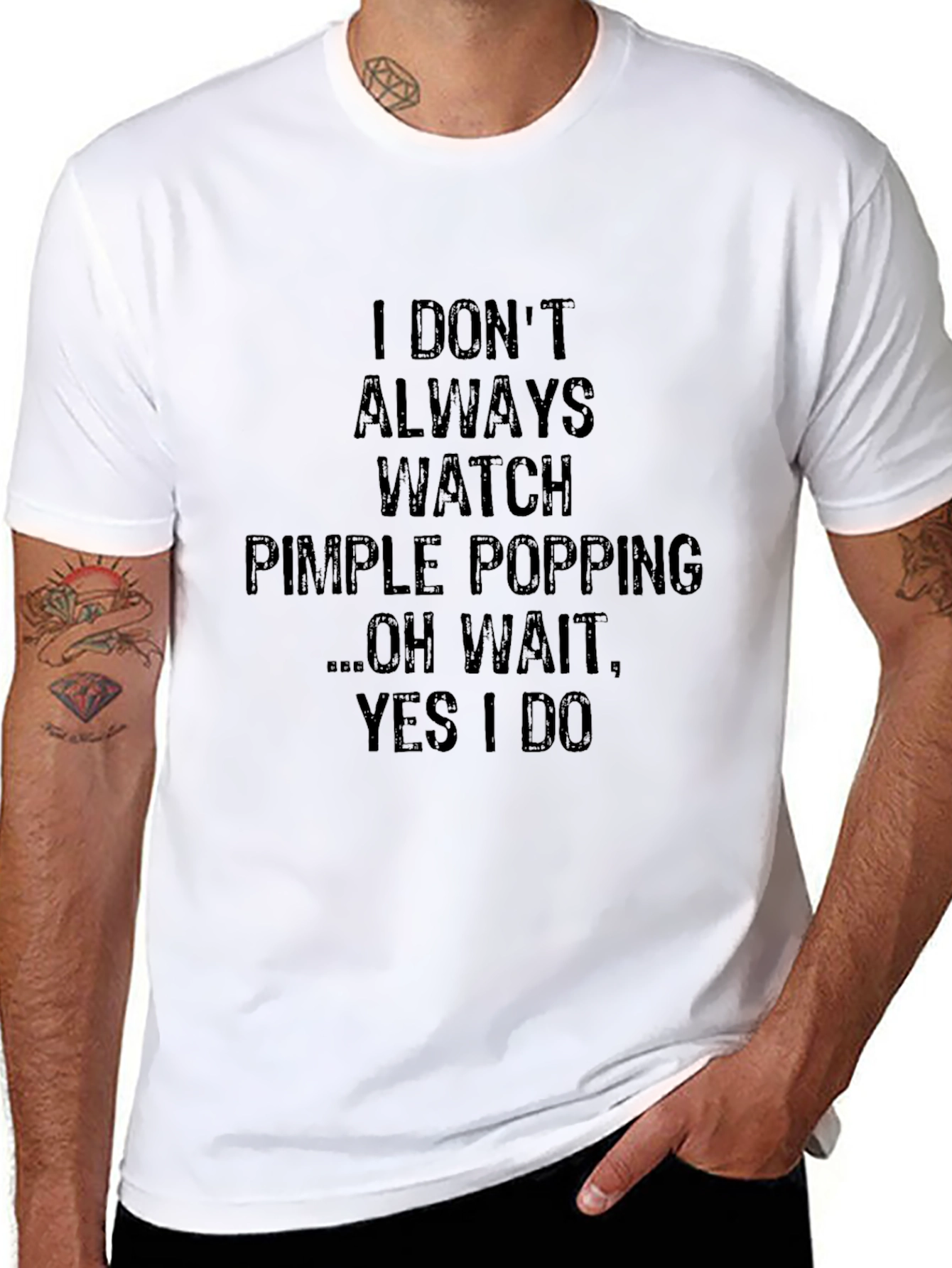 Funny Pimple Popping Watcher Black Graphic T-Shirt