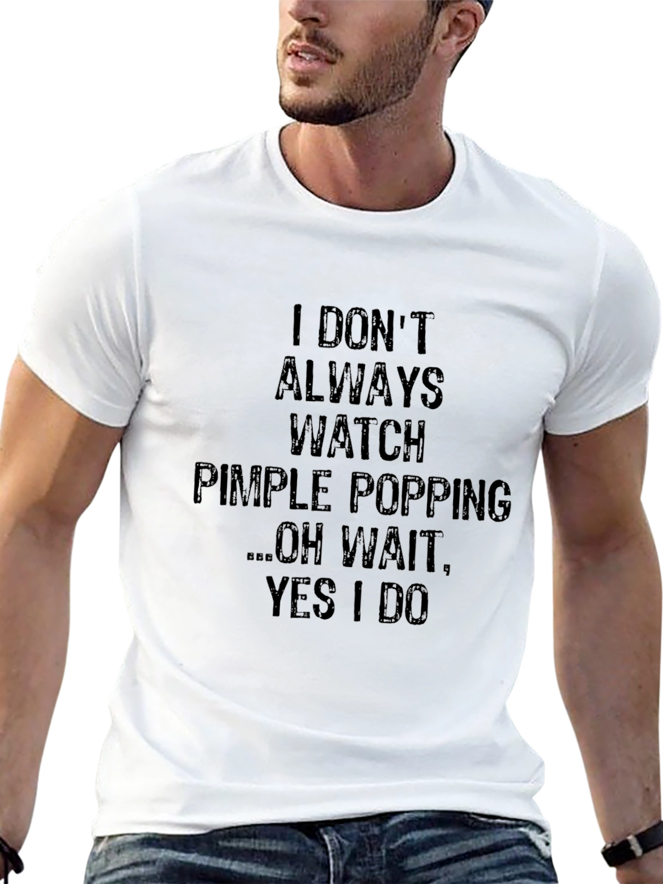 Funny Pimple Popping Watcher Black Graphic T-Shirt