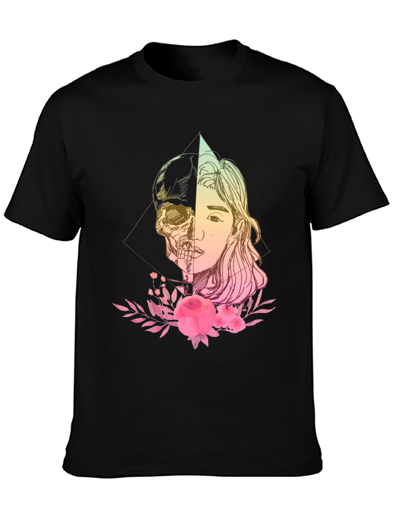 Skull & Beauty T-Shirt - Edgy Floral Design
