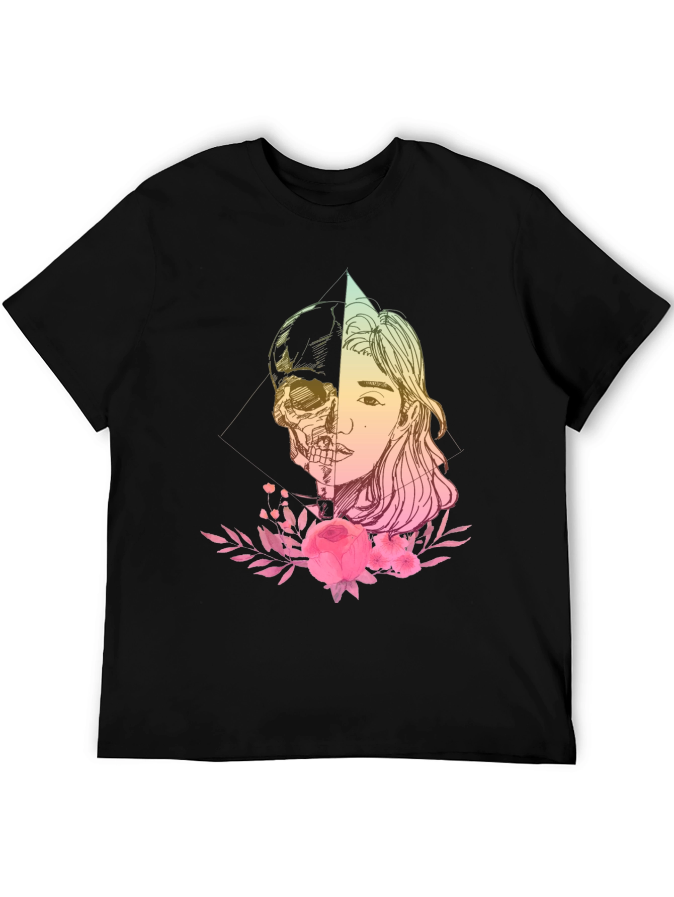 Skull & Beauty T-Shirt - Edgy Floral Design