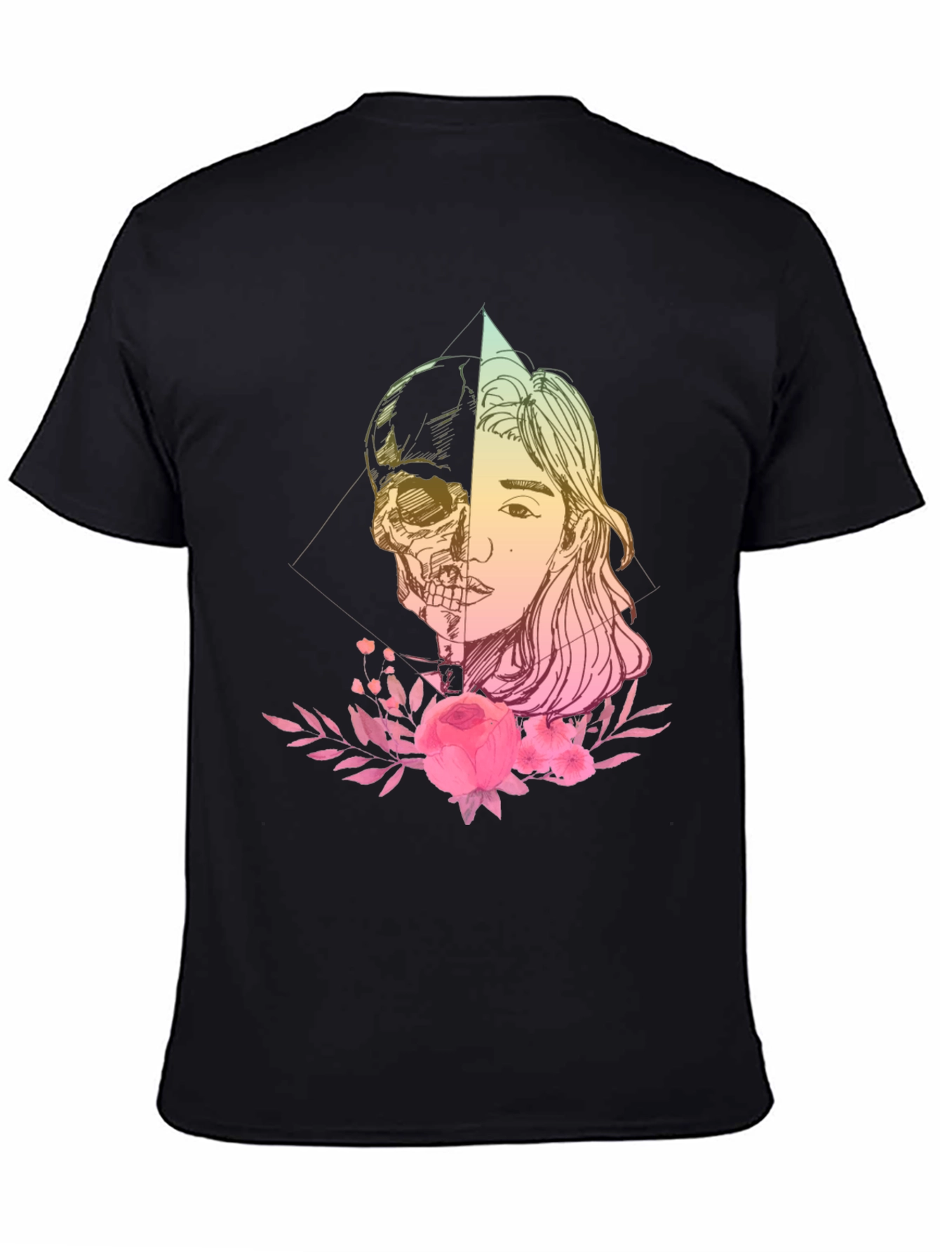 Skull & Beauty T-Shirt - Edgy Floral Design