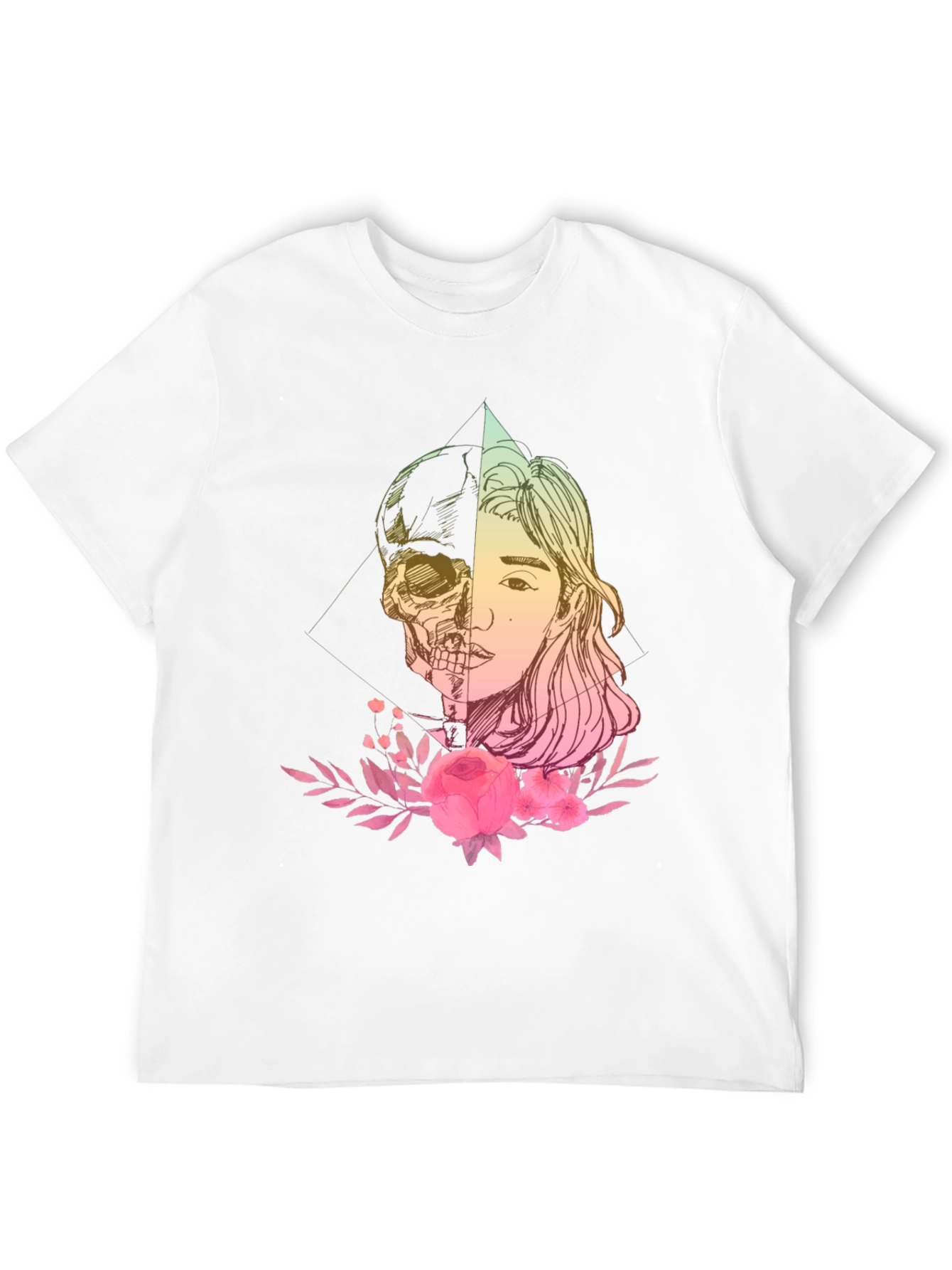 Skull & Beauty T-Shirt - Edgy Floral Design