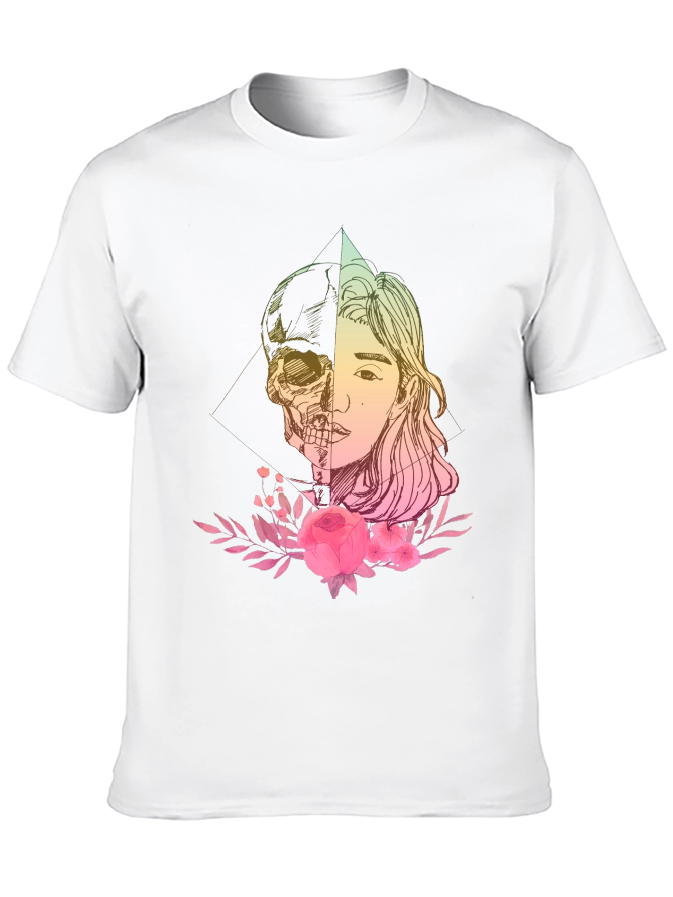 Skull & Beauty T-Shirt - Edgy Floral Design