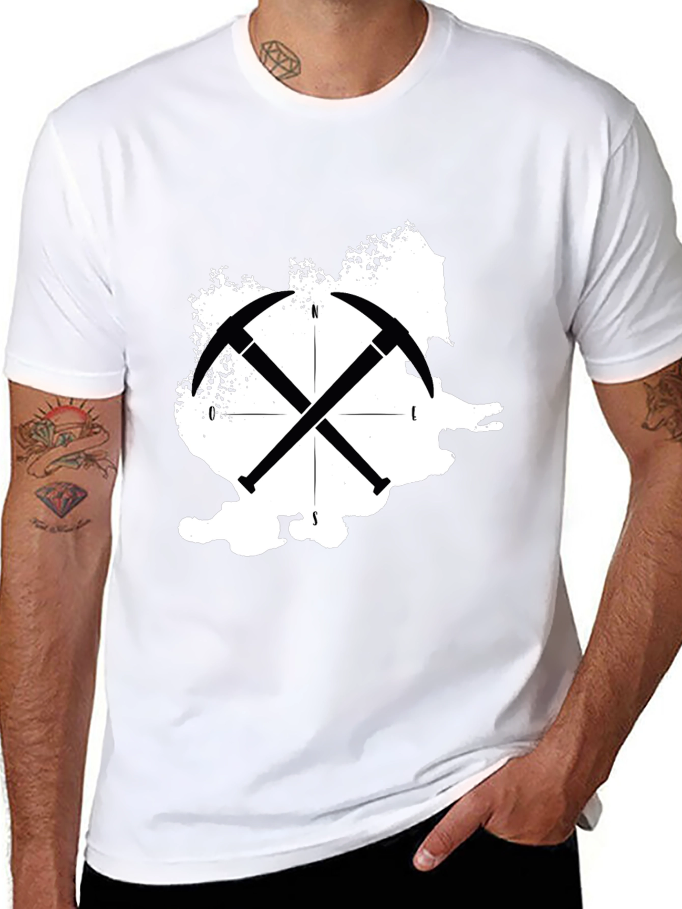 Romania Map Crossed Pickaxe T-Shirt