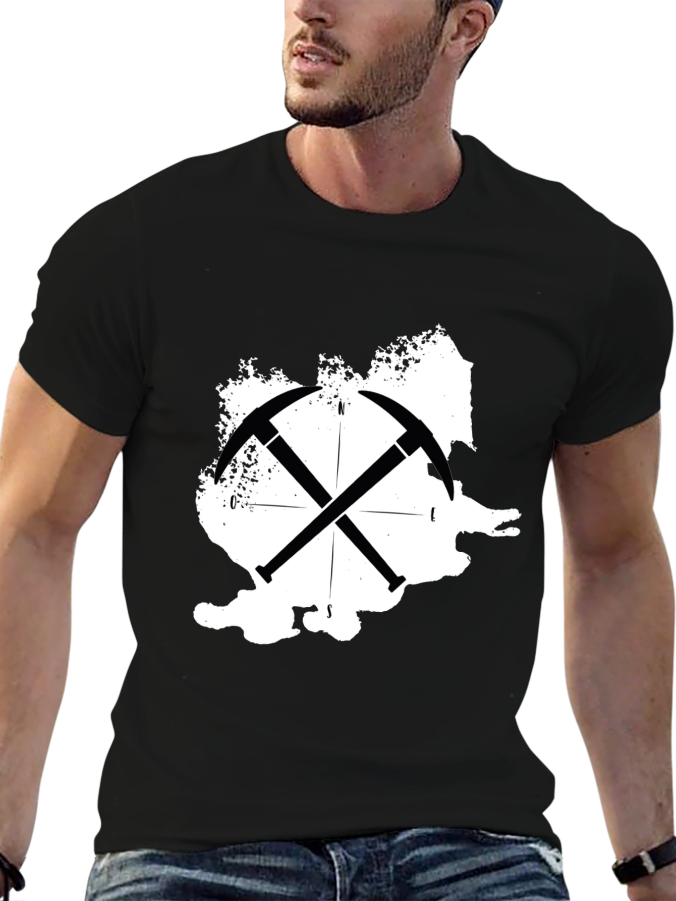 Romania Map Crossed Pickaxe T-Shirt