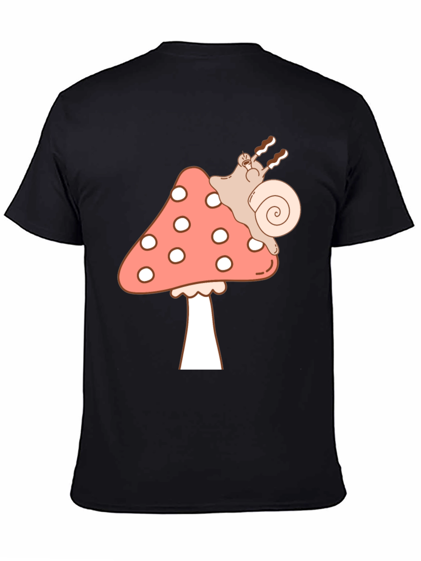 Mushroom Snail Graphic Tee - Black Cotton T-Shirt