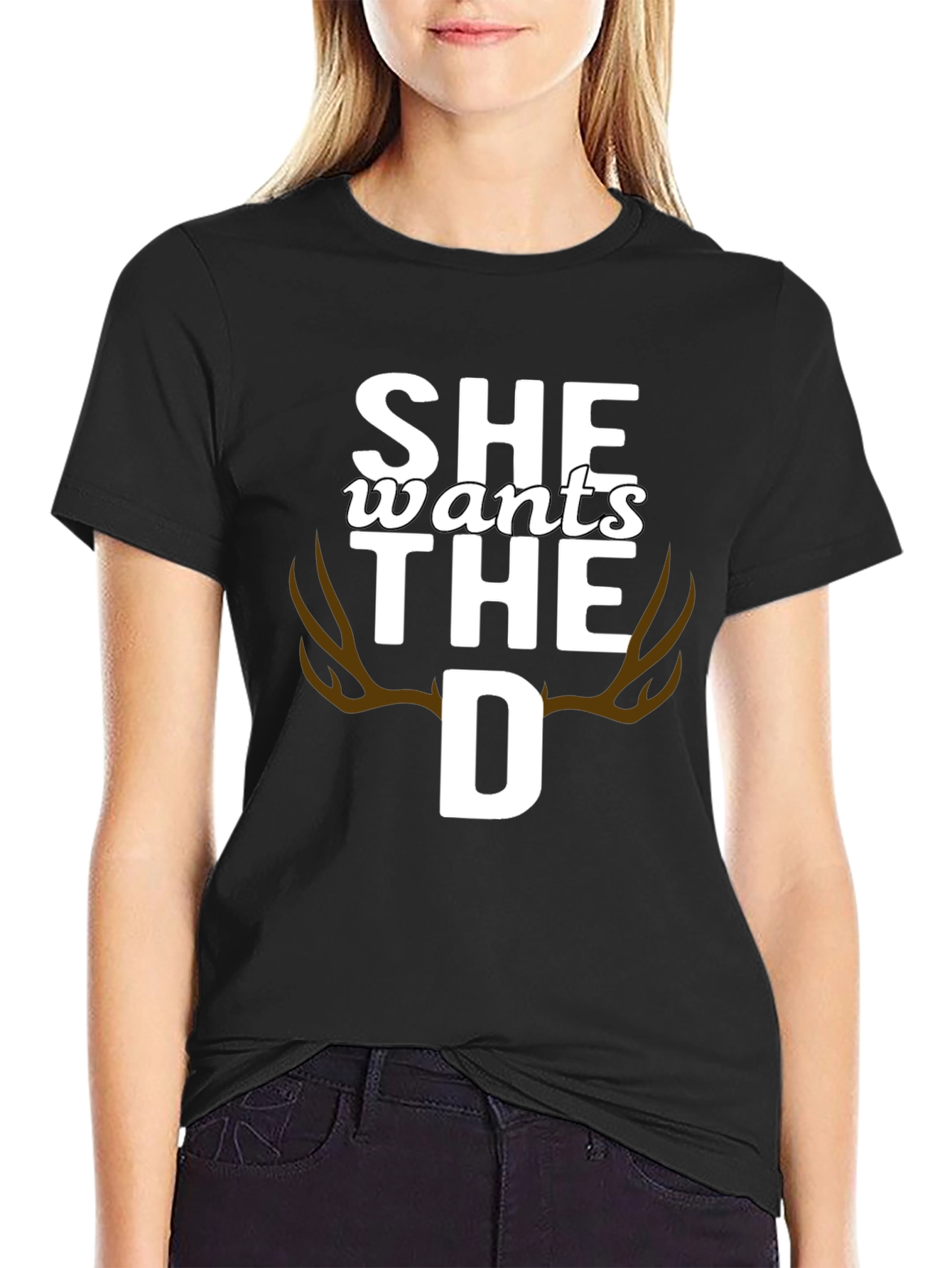 She Wants the D Deer Antlers Graphic T-Shirt