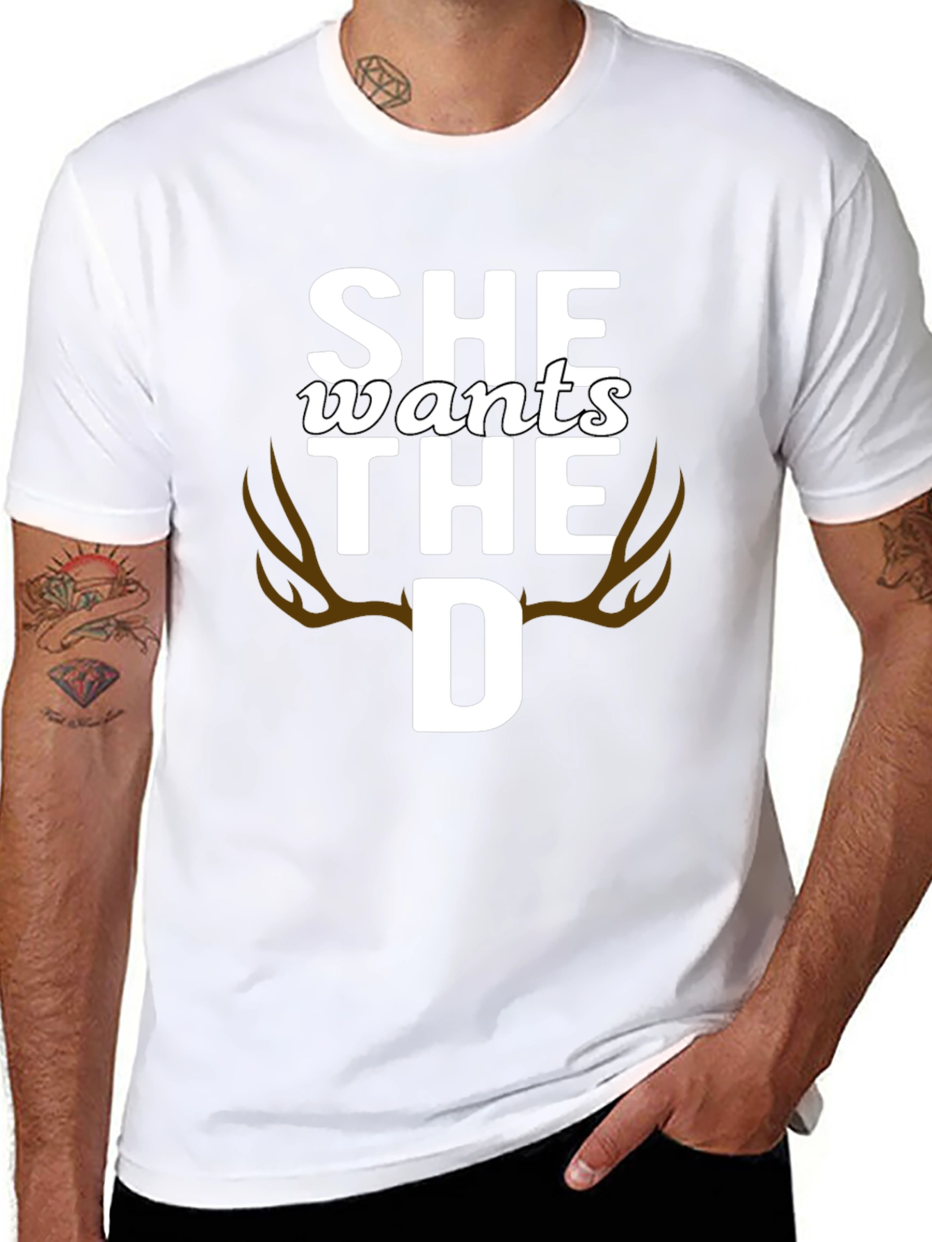 She Wants the D Deer Antlers Graphic T-Shirt