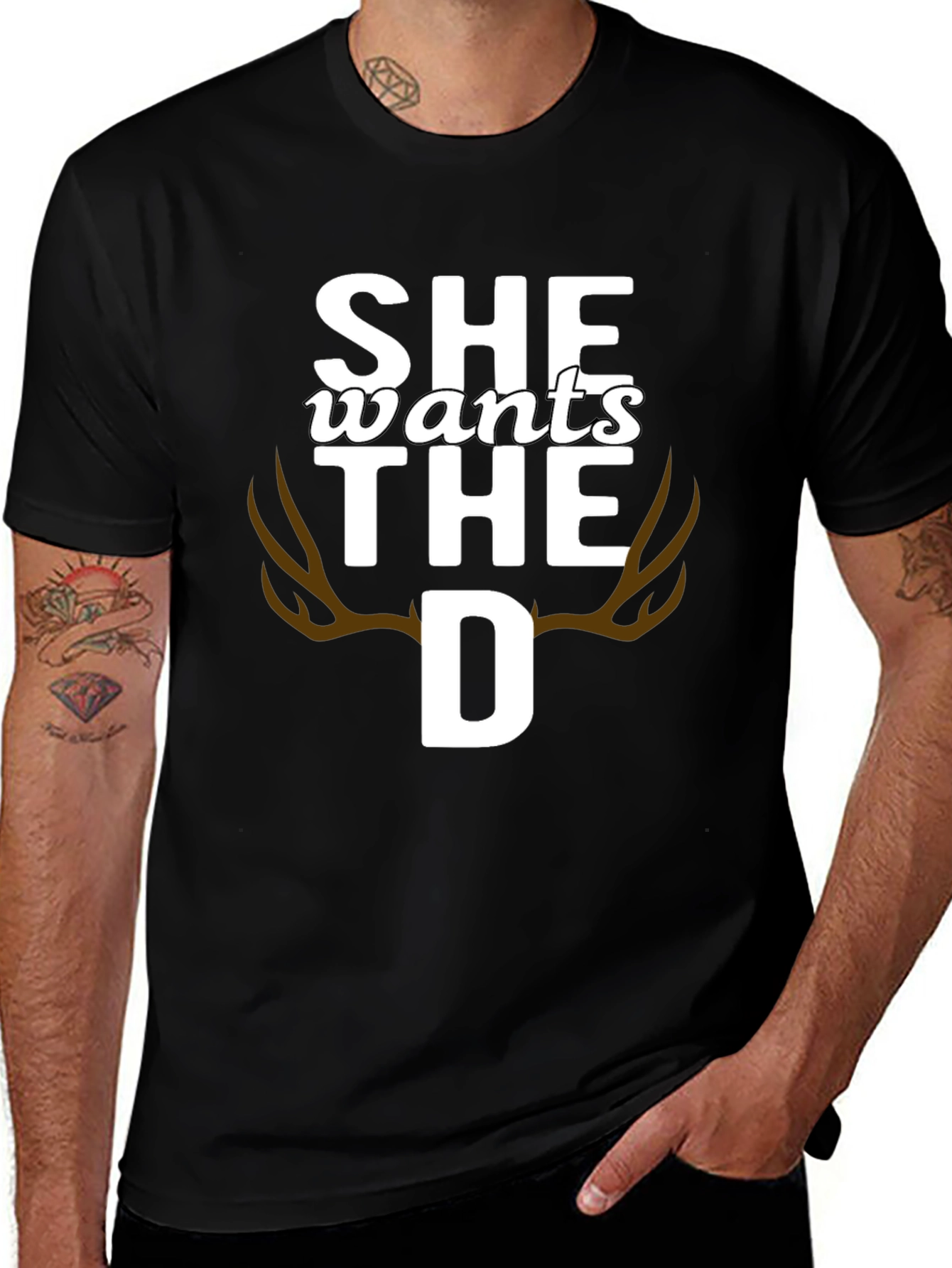 She Wants the D Deer Antlers Graphic T-Shirt