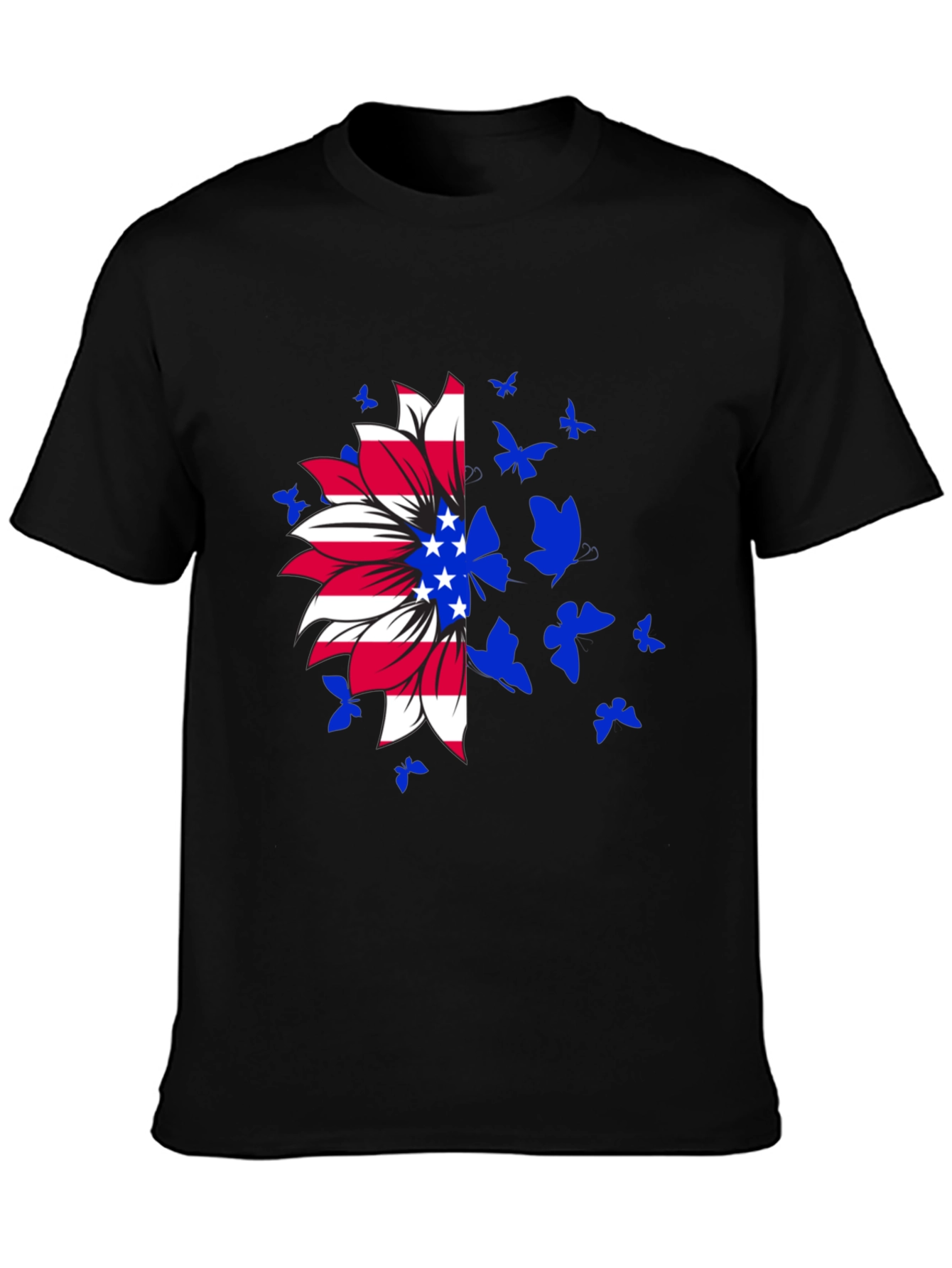 American Flag Sunflower Butterfly Graphic Tee