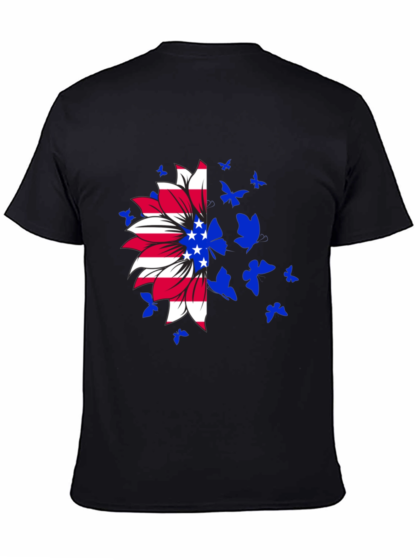 American Flag Sunflower Butterfly Graphic Tee