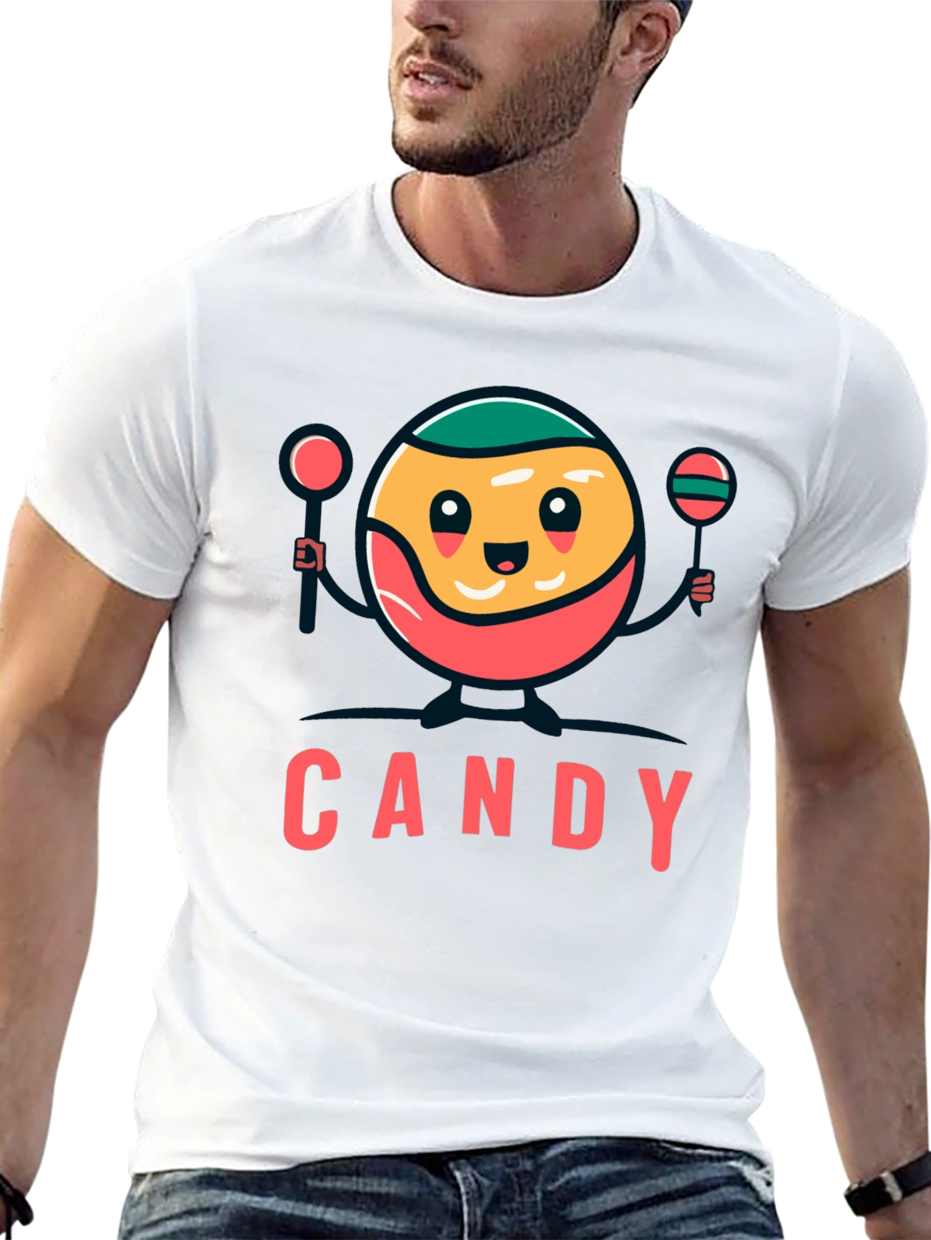 Candy Cartoon Graphic Black Tee Shirt