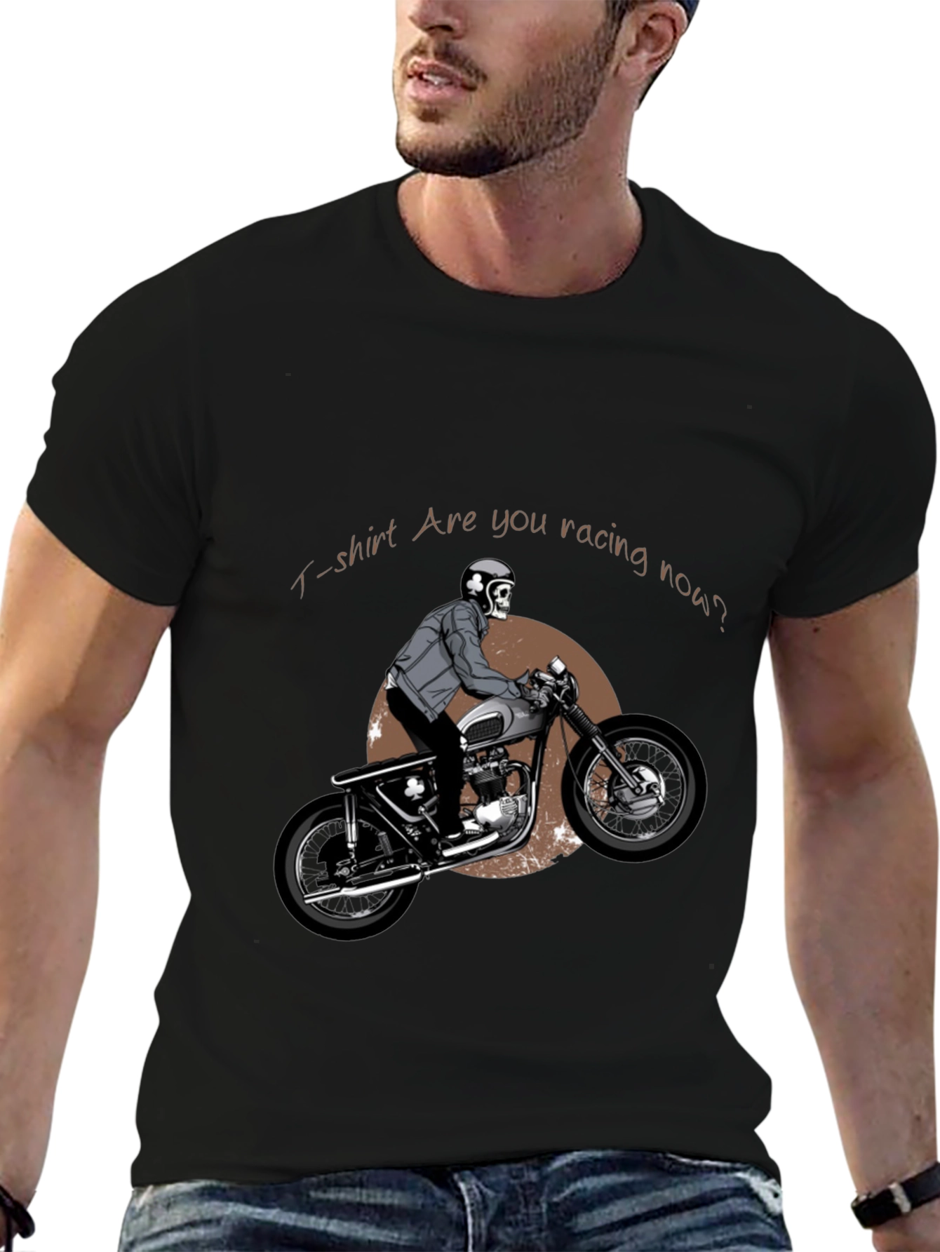 Skull Rider Graphic T-Shirt - Are You Racing Now?