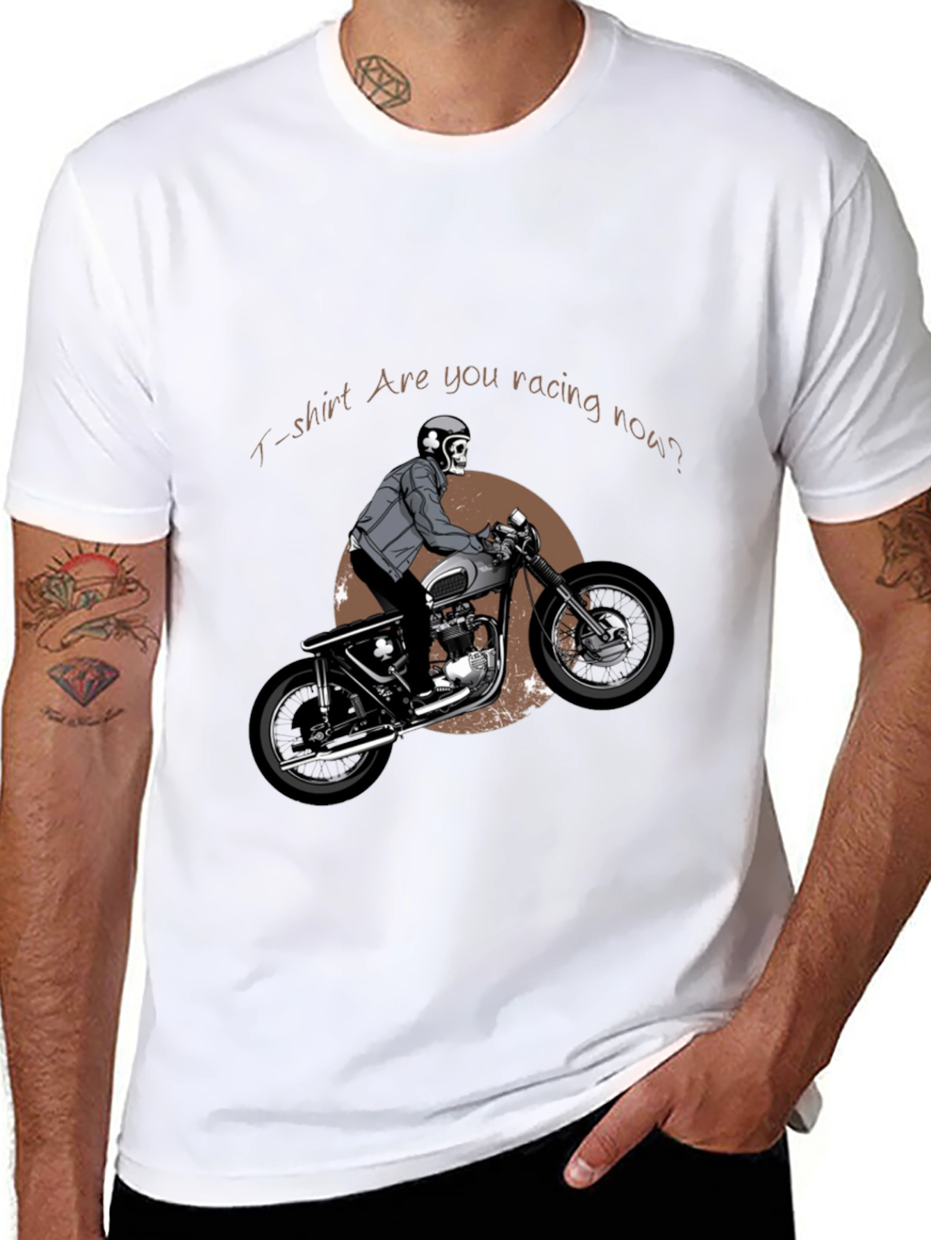 Skull Rider Graphic T-Shirt - Are You Racing Now?