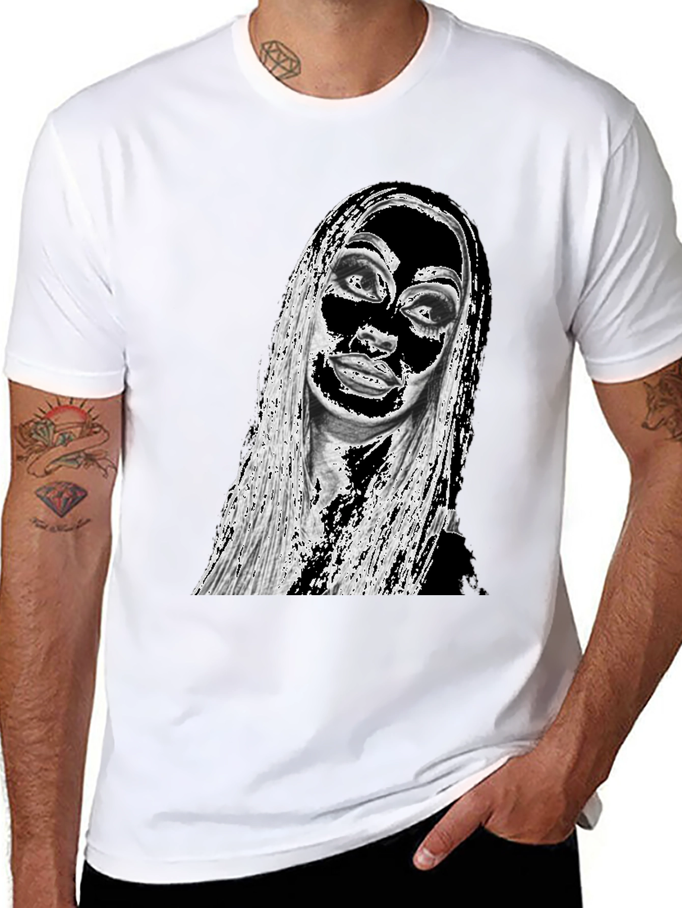 Edgy Graphic Print Tee - Black