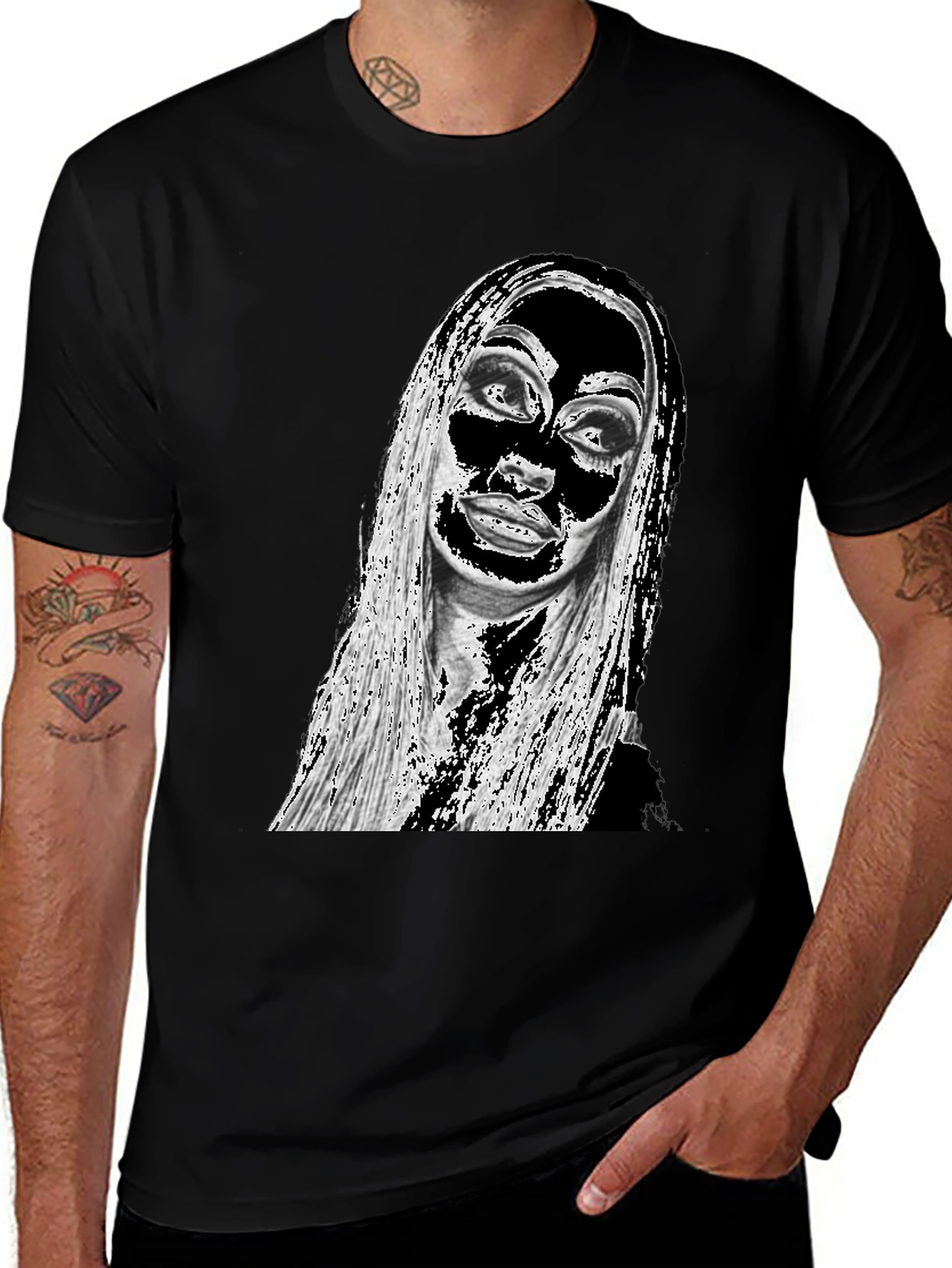 Edgy Graphic Print Tee - Black