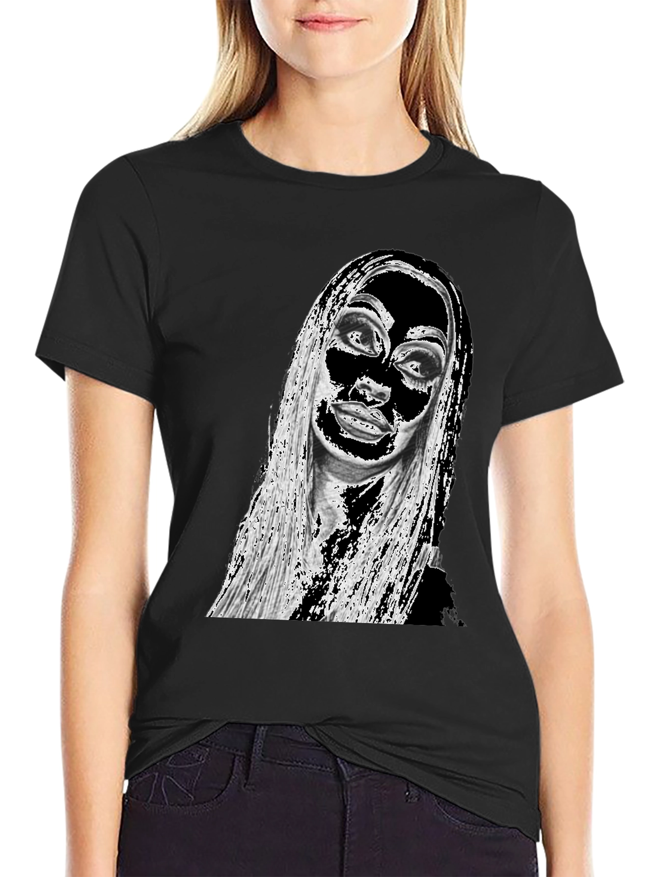 Edgy Graphic Print Tee - Black