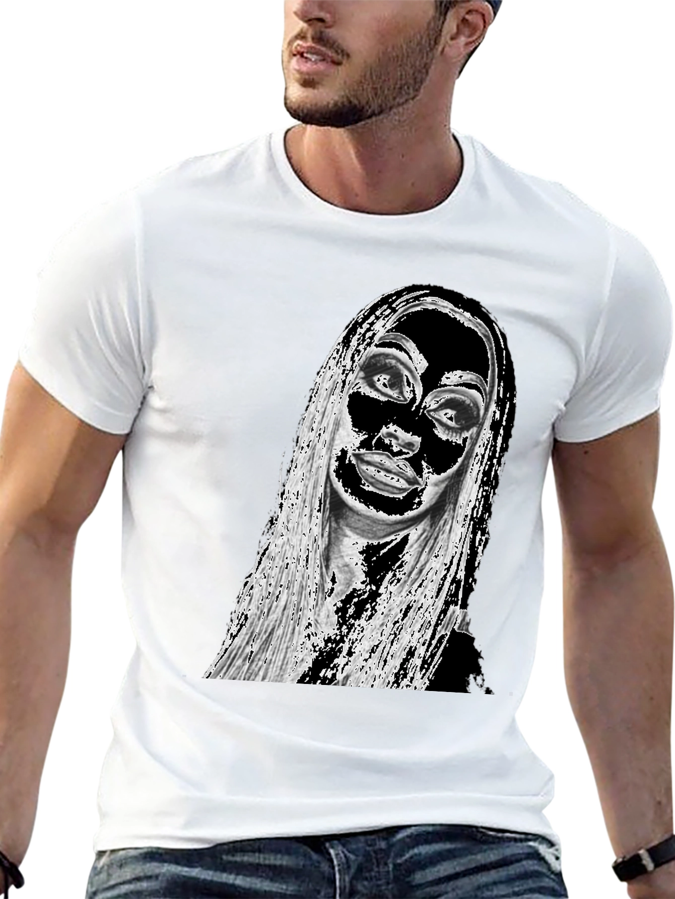 Edgy Graphic Print Tee - Black