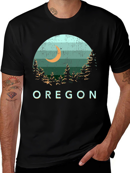 Oregon Graphic T-Shirt - Moon & Pine Tree Design