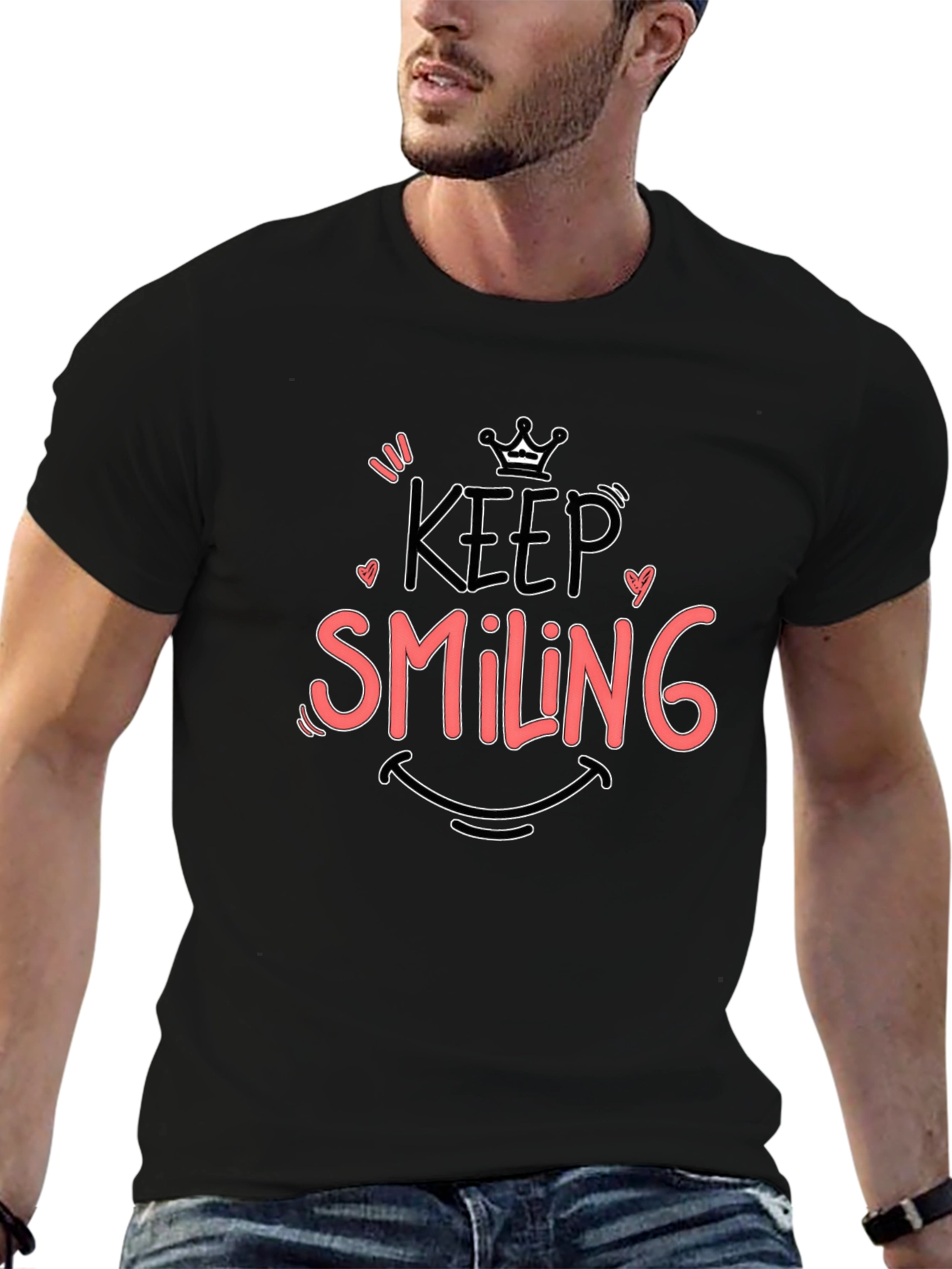 Keep Smiling Black Graphic Tee