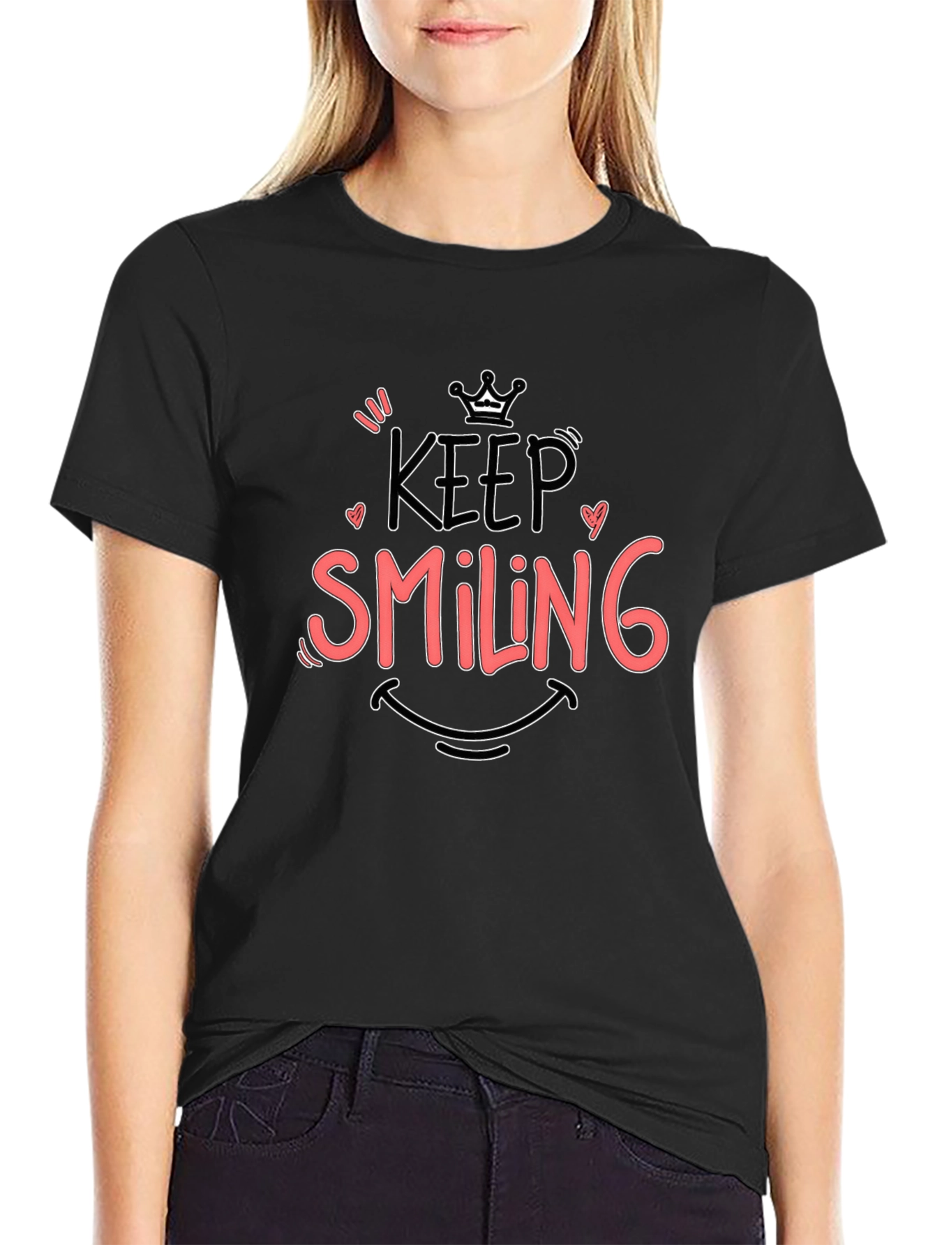 Keep Smiling Black Graphic Tee