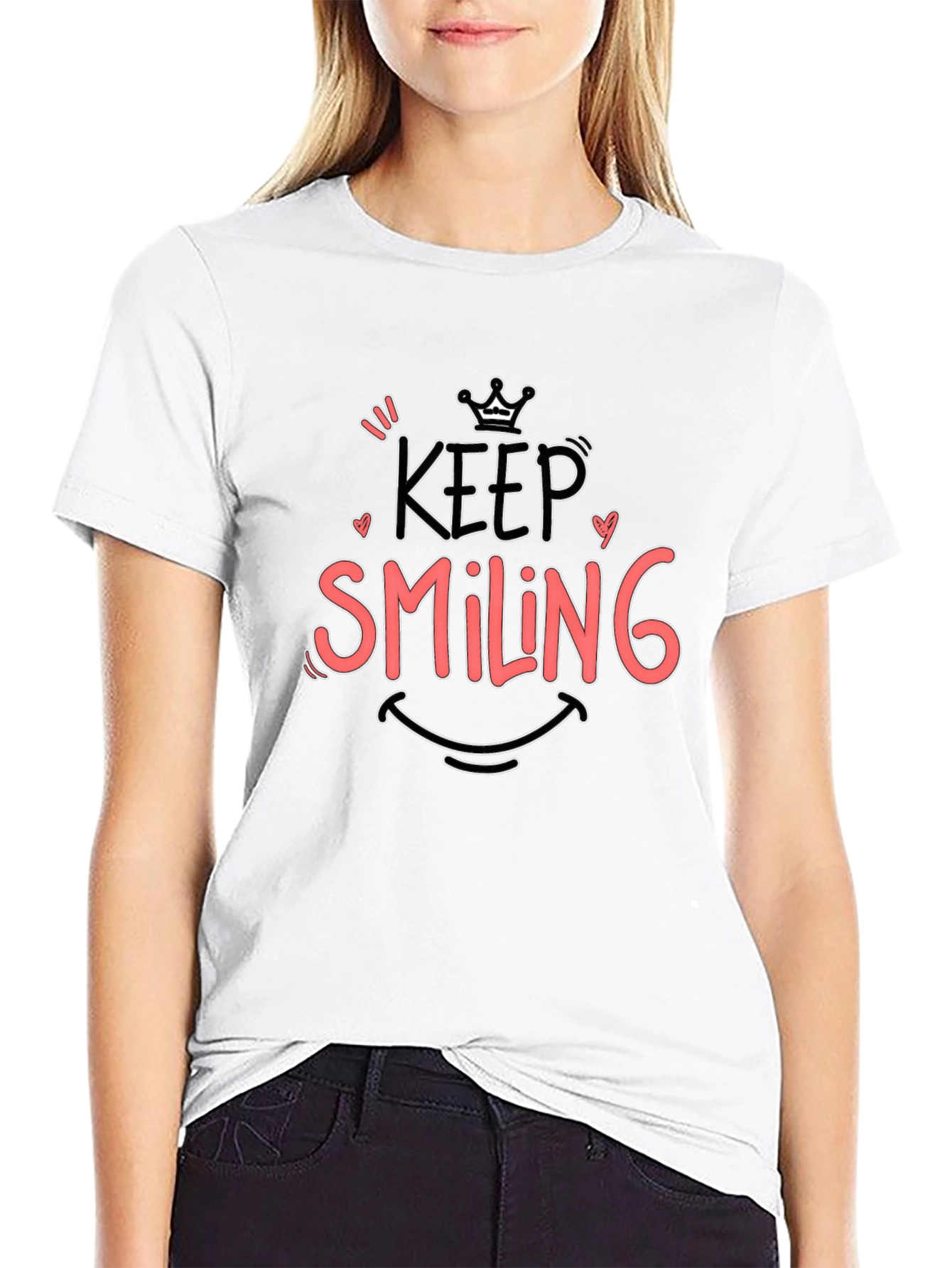 Keep Smiling Black Graphic Tee