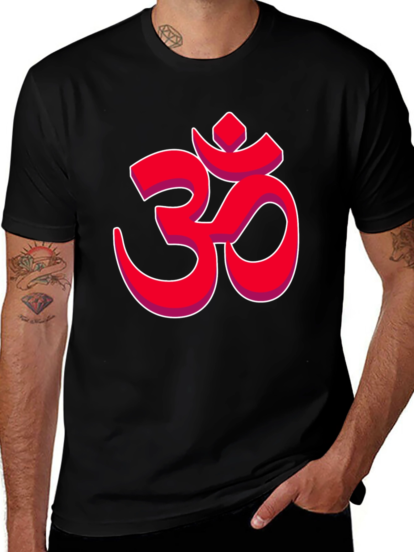Mens Black T-Shirt with Om Symbol