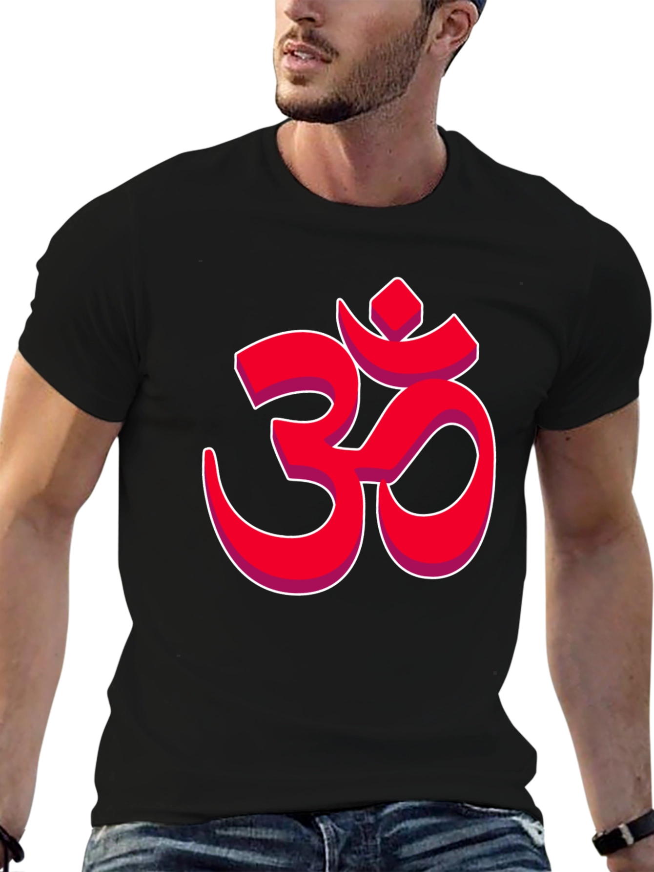 Mens Black T-Shirt with Om Symbol