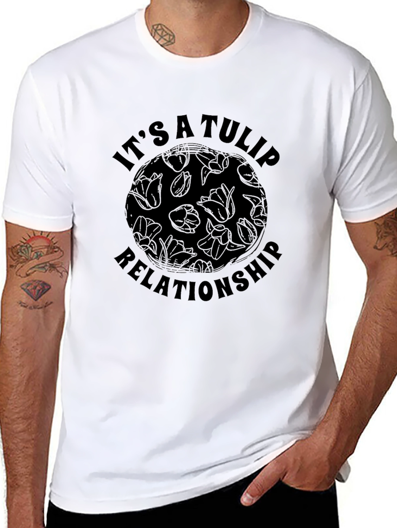 Its A Tulip Relationship Black T-Shirt