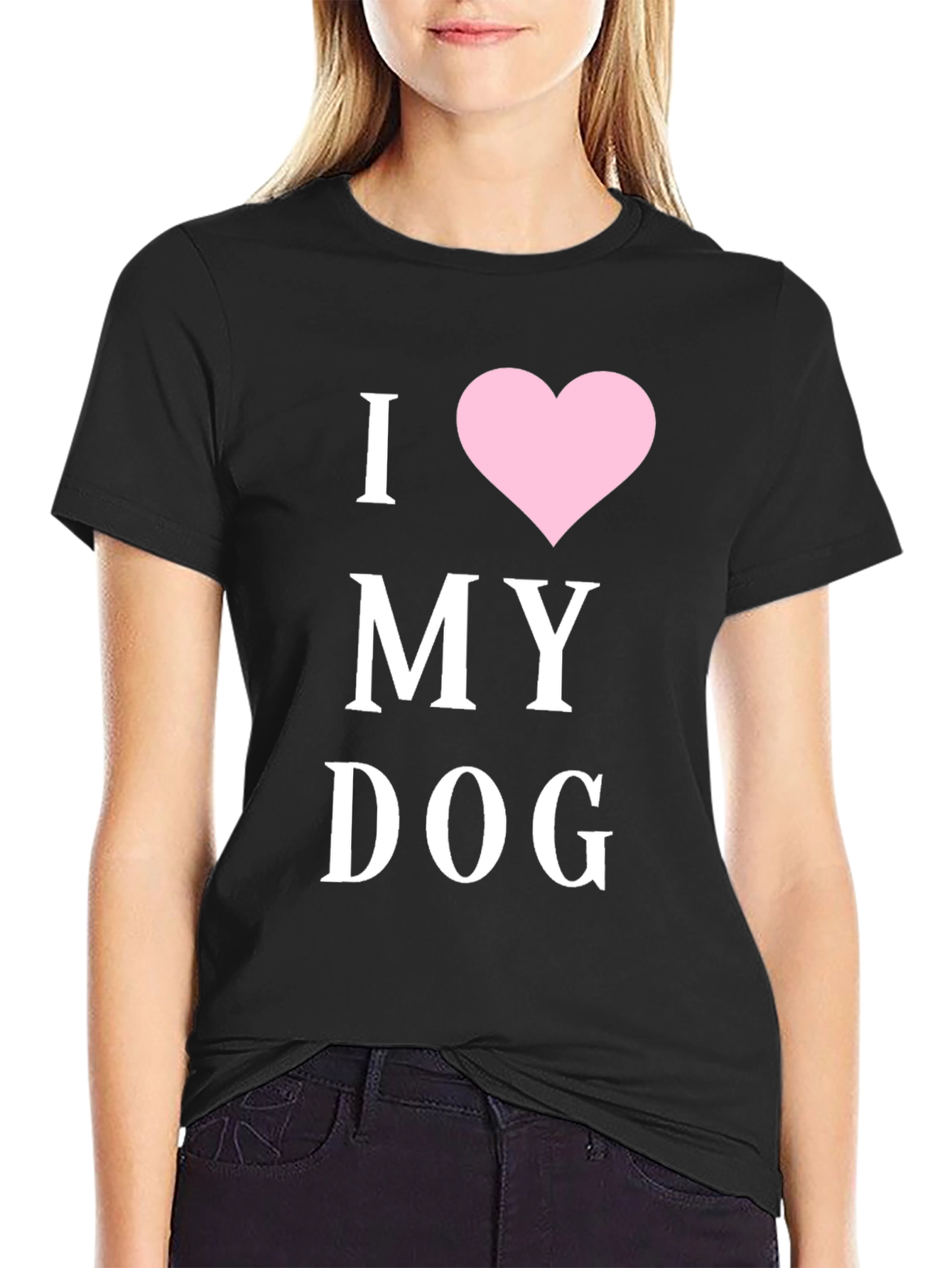 I Heart My Dog T-Shirt - Black Cotton Blend