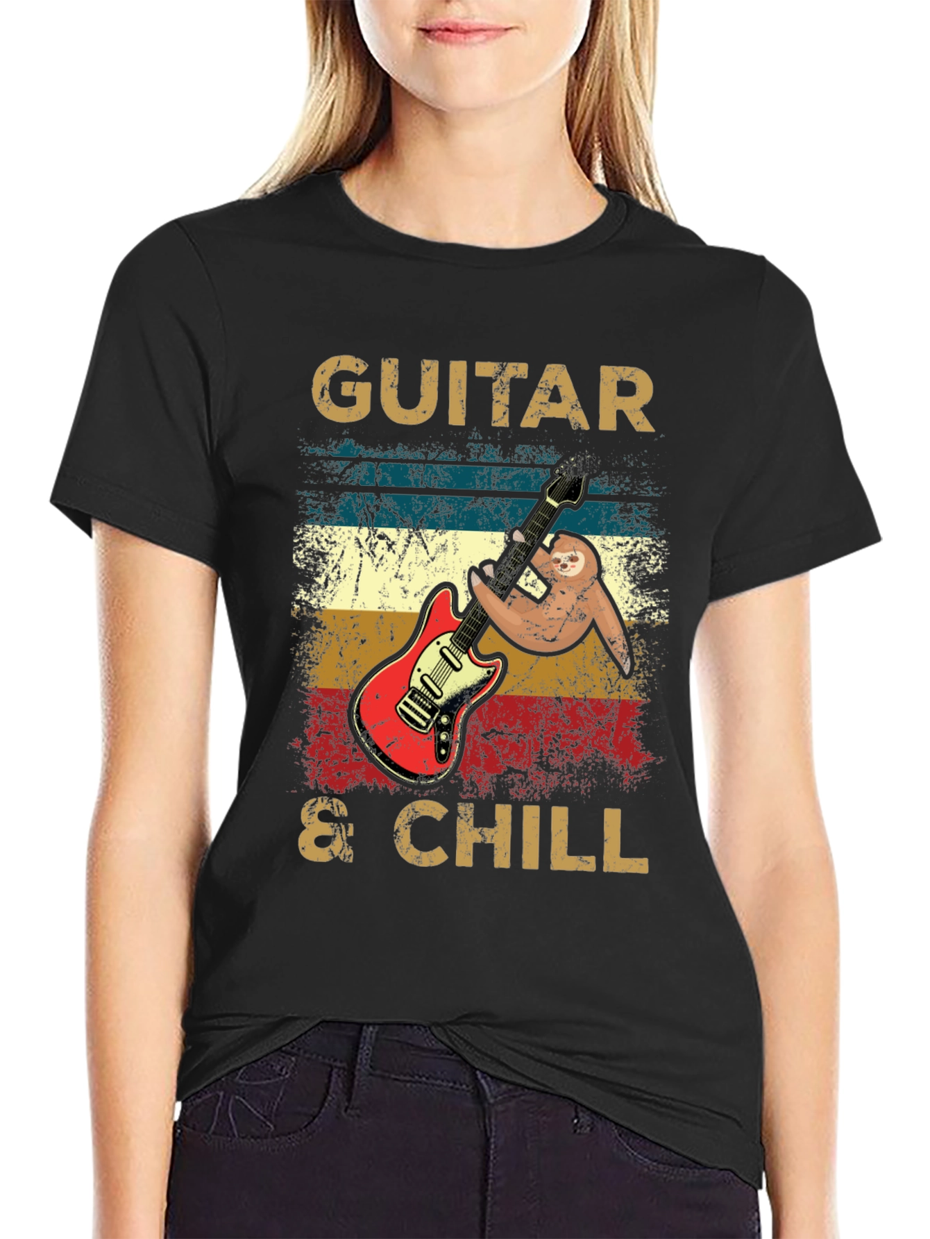 Guitar & Chill Sloth T-Shirt