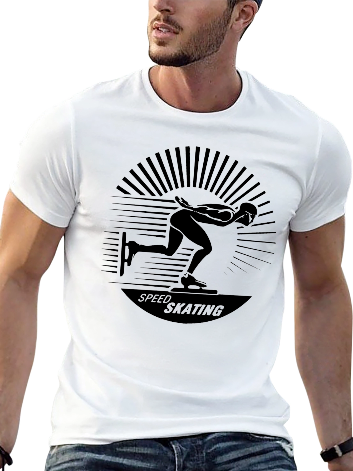 Speed Skating Graphic Black T-Shirt