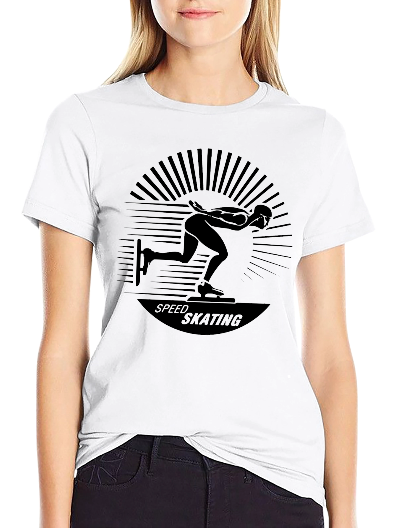 Speed Skating Graphic Black T-Shirt