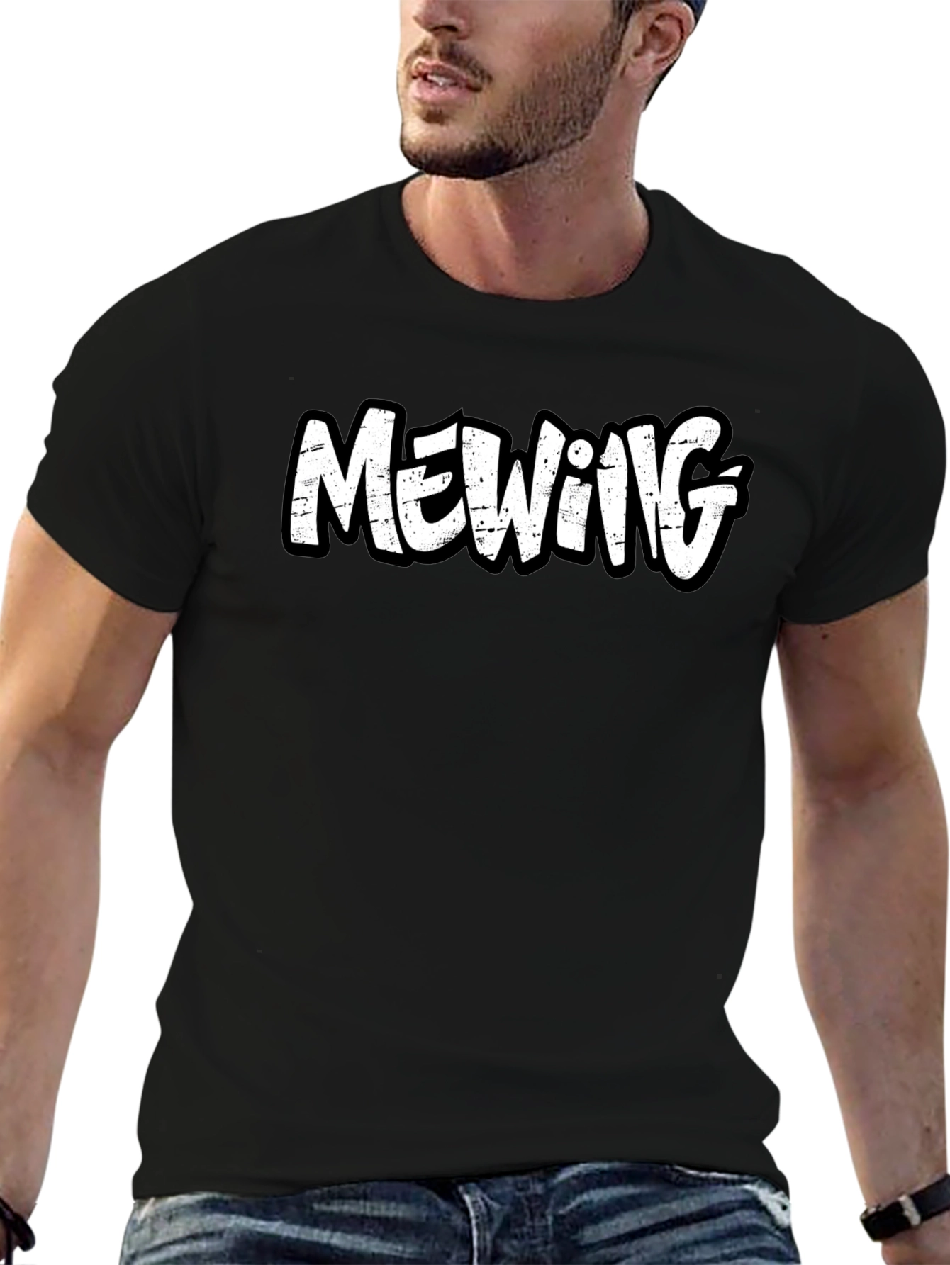 Mewing Graphic Tee - Black Cotton Comfort