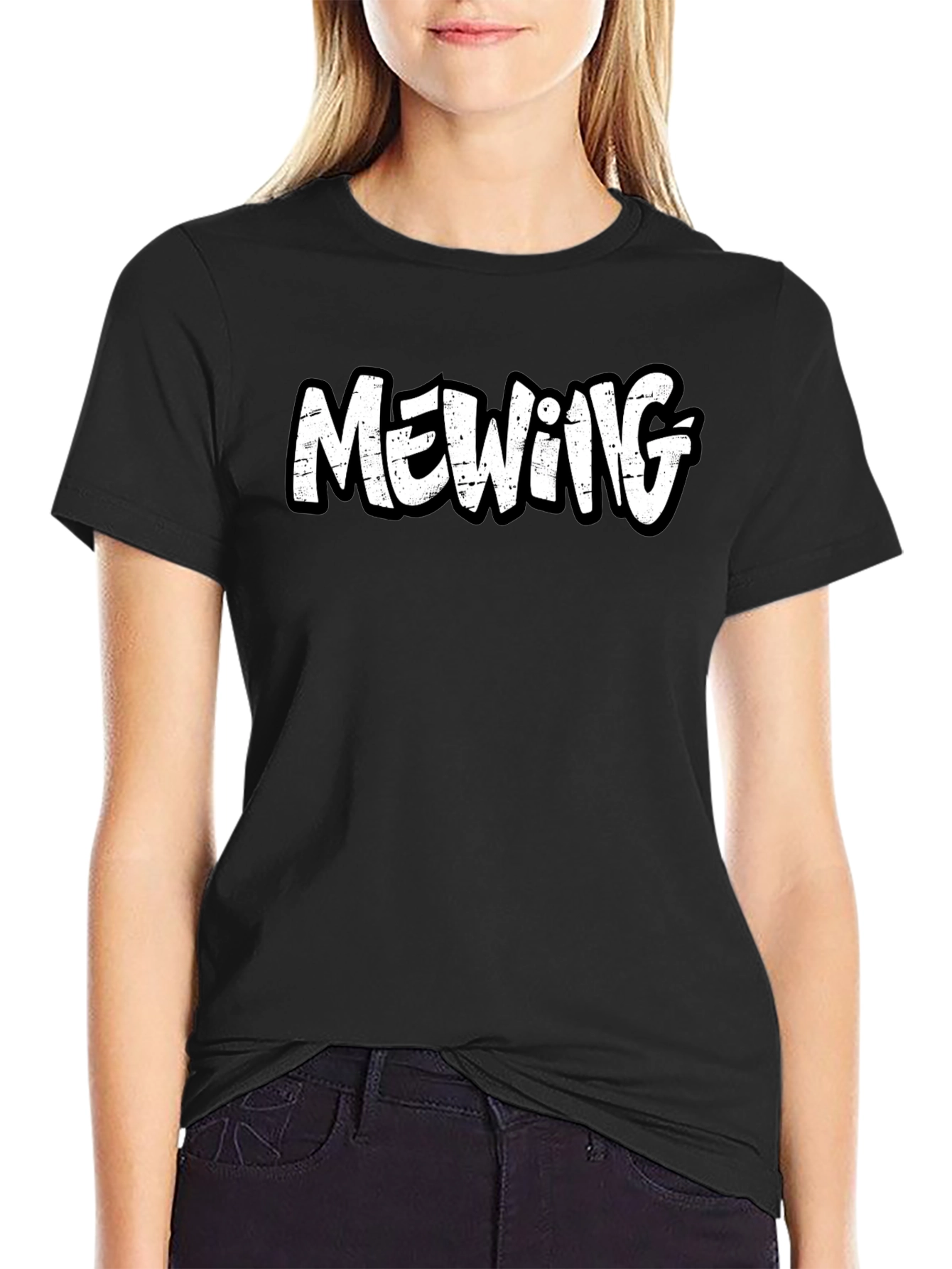 Mewing Graphic Tee - Black Cotton Comfort