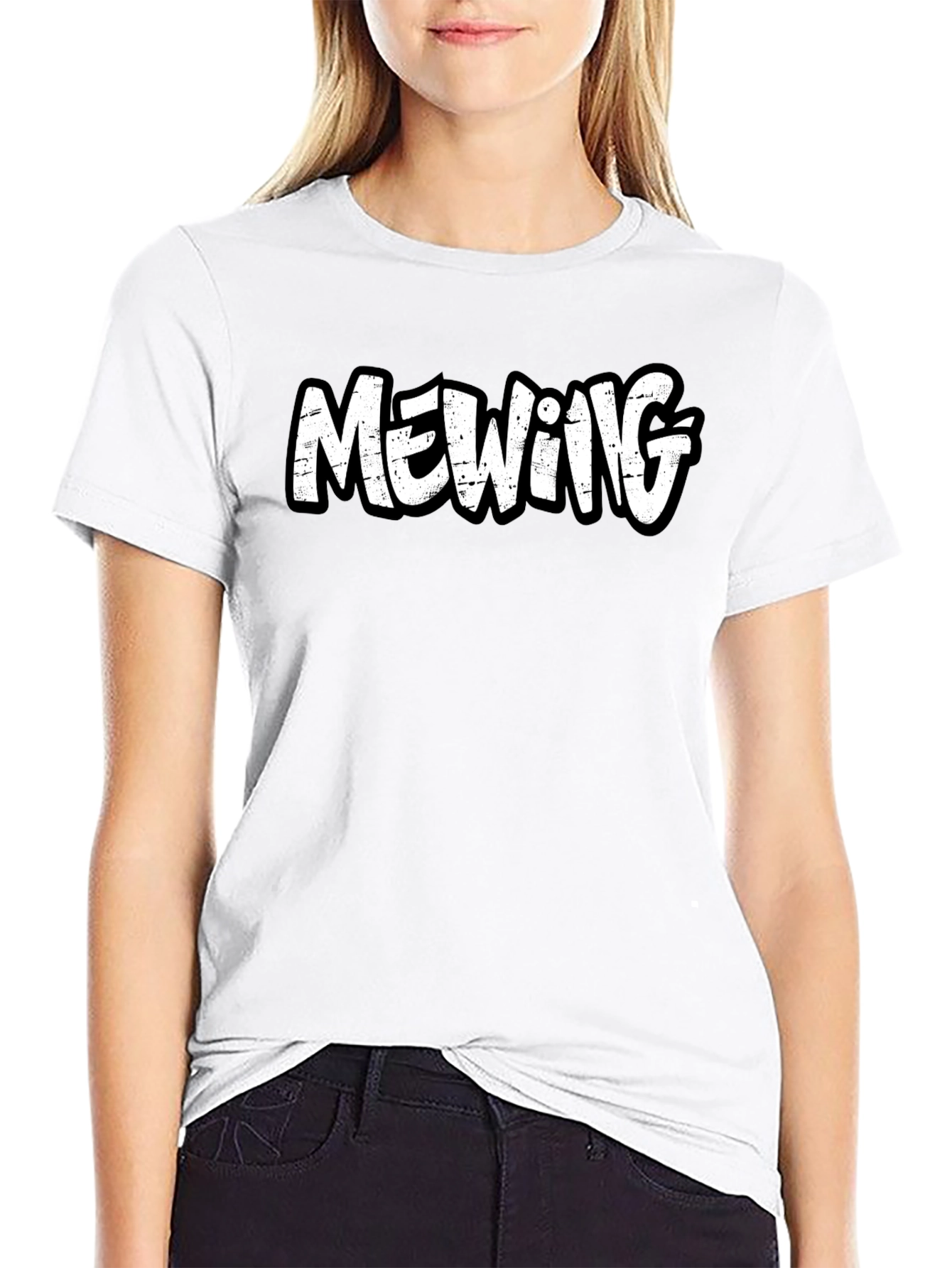 Mewing Graphic Tee - Black Cotton Comfort