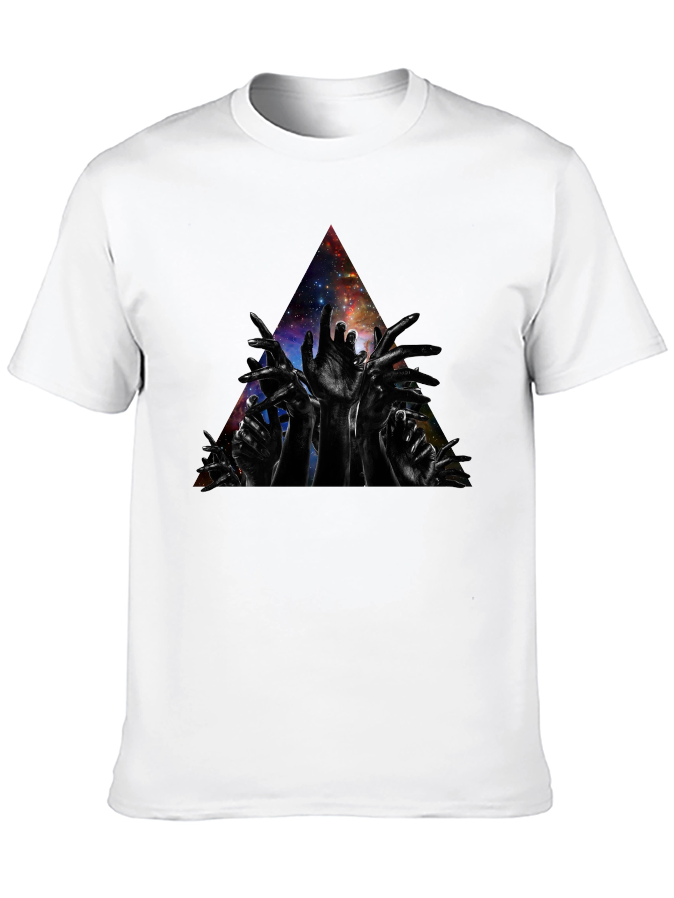 Galaxy Hands Graphic T-Shirt - Modern Artistic Design