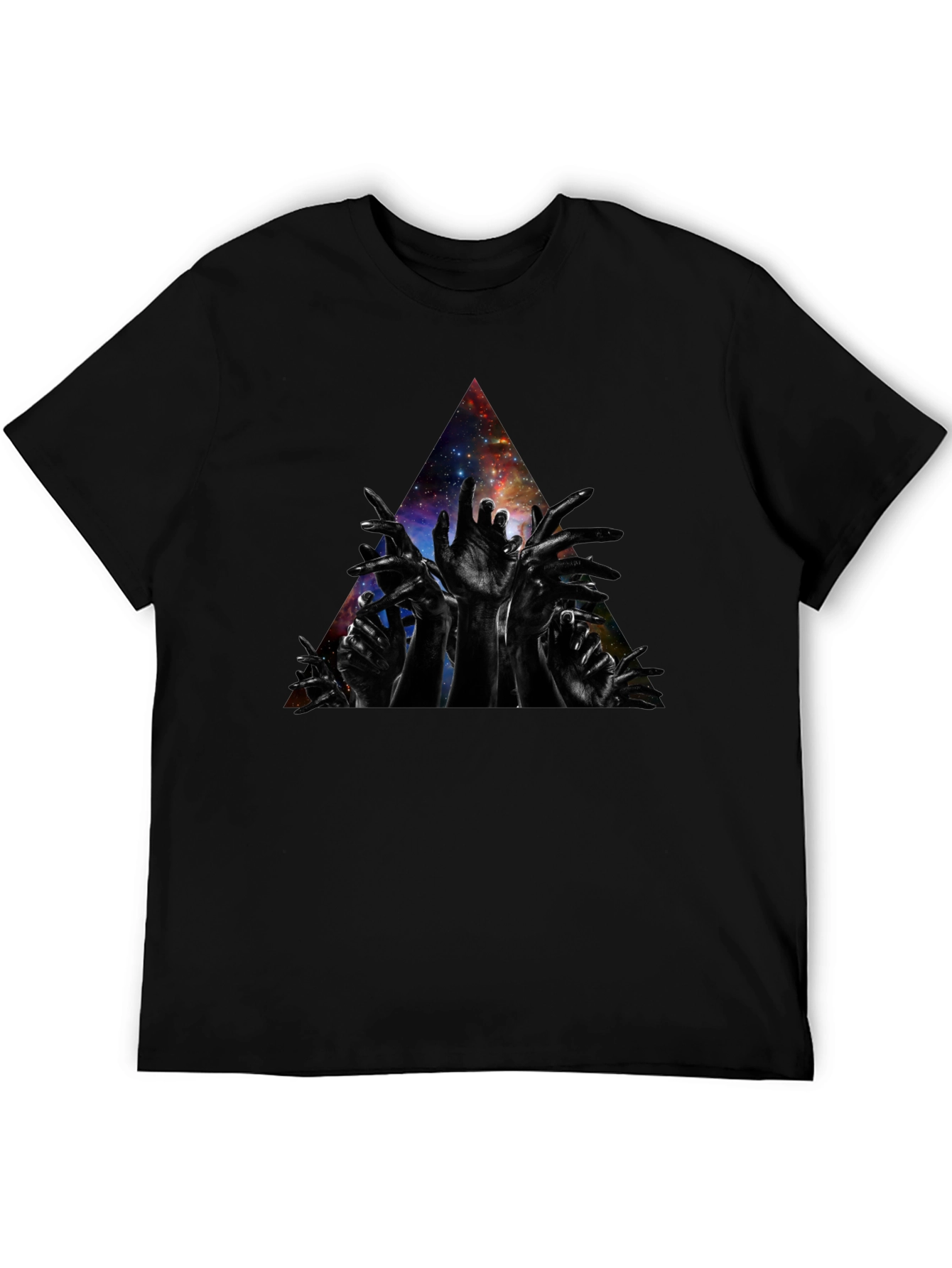 Galaxy Hands Graphic T-Shirt - Modern Artistic Design