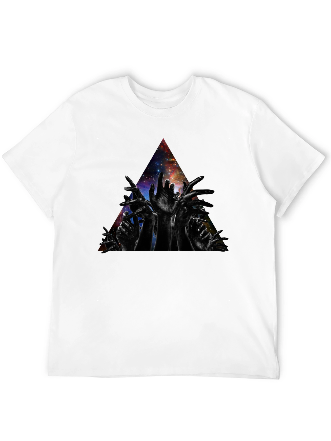 Galaxy Hands Graphic T-Shirt - Modern Artistic Design