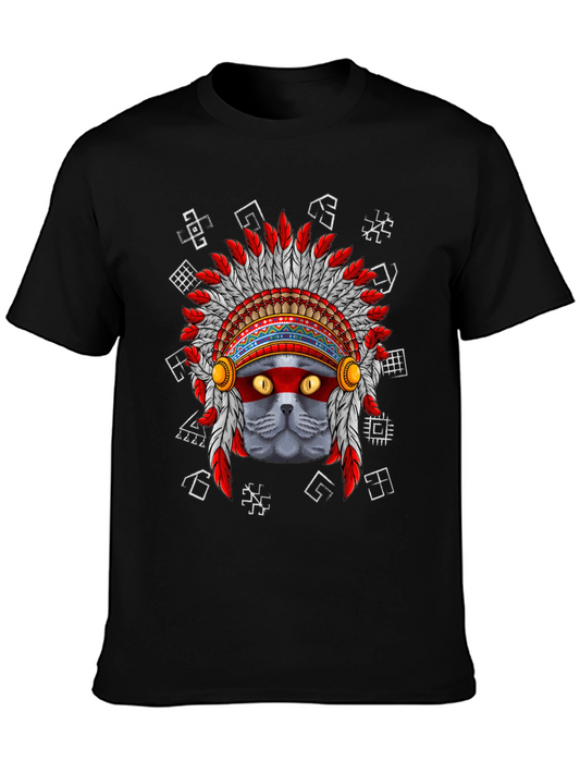 Cat Headdress T-Shirt - Indian Chief Style