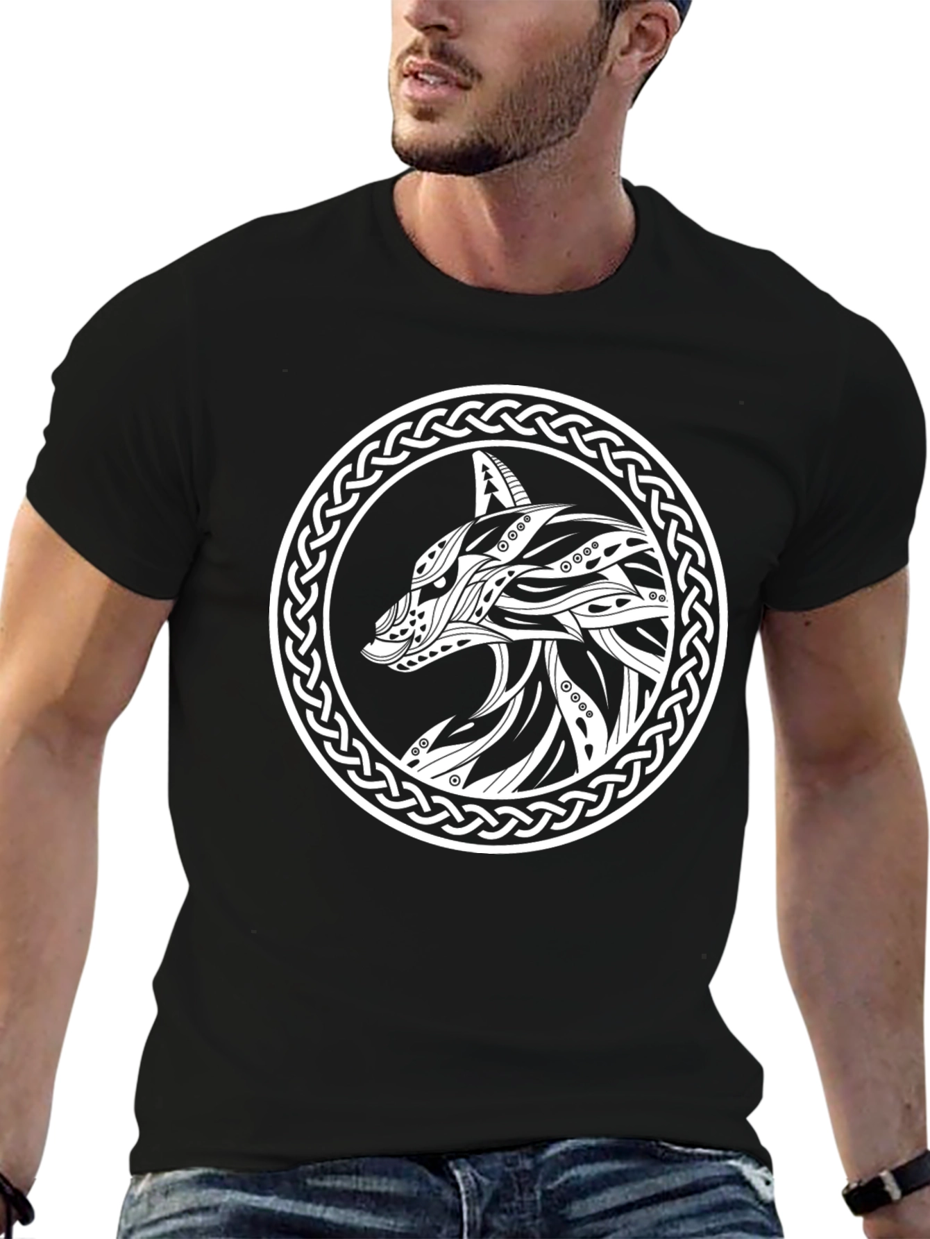 Celtic Wolf T-Shirt - Black Graphic Tee