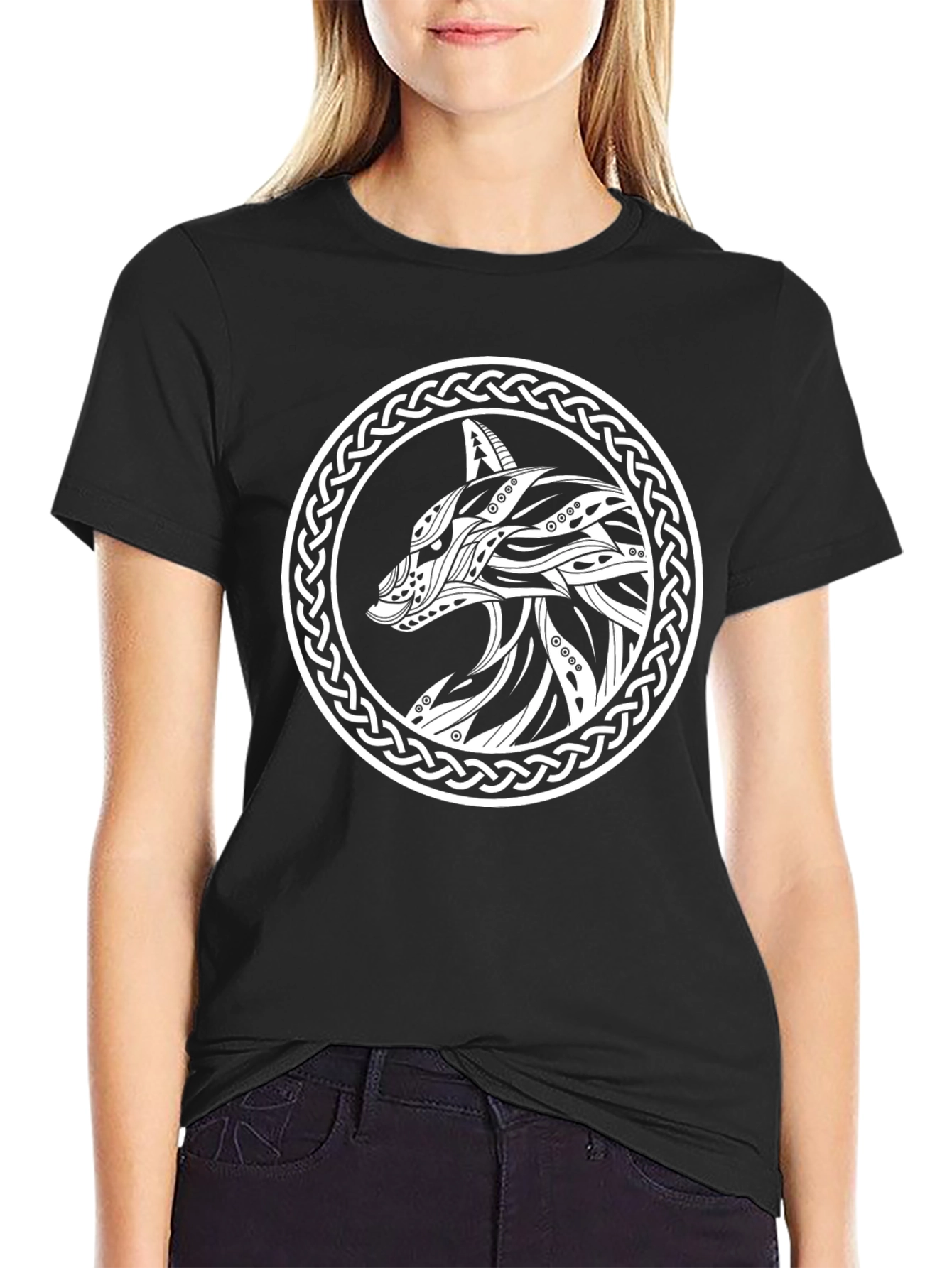 Celtic Wolf T-Shirt - Black Graphic Tee